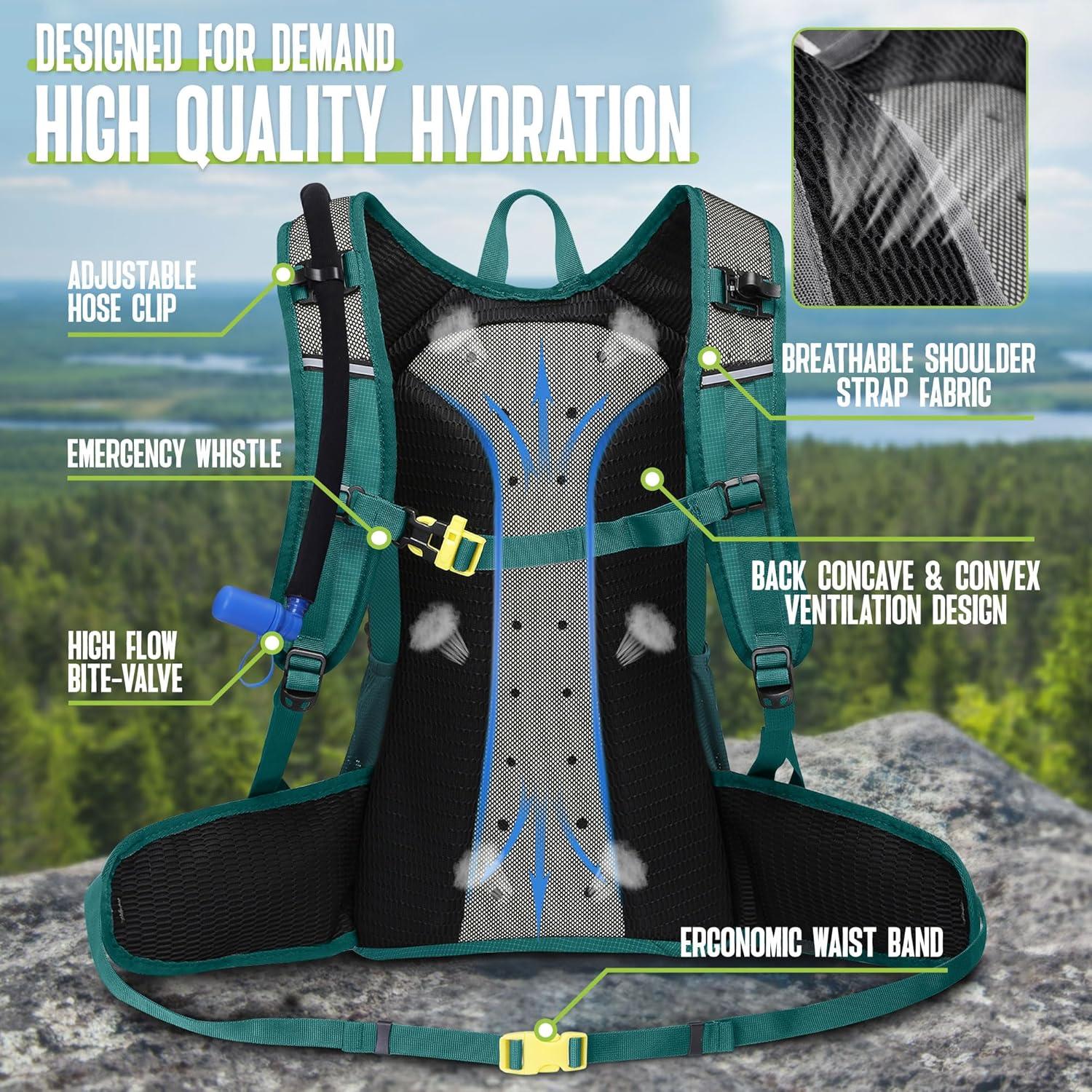 imageN NEVO RHINO Hydration Backpack 18L Multipurpose Hiking Backpack with 3L Water Bladder Water Backpack Insulated Hydration Pack Ideal for Hiking and Cycling04 Green