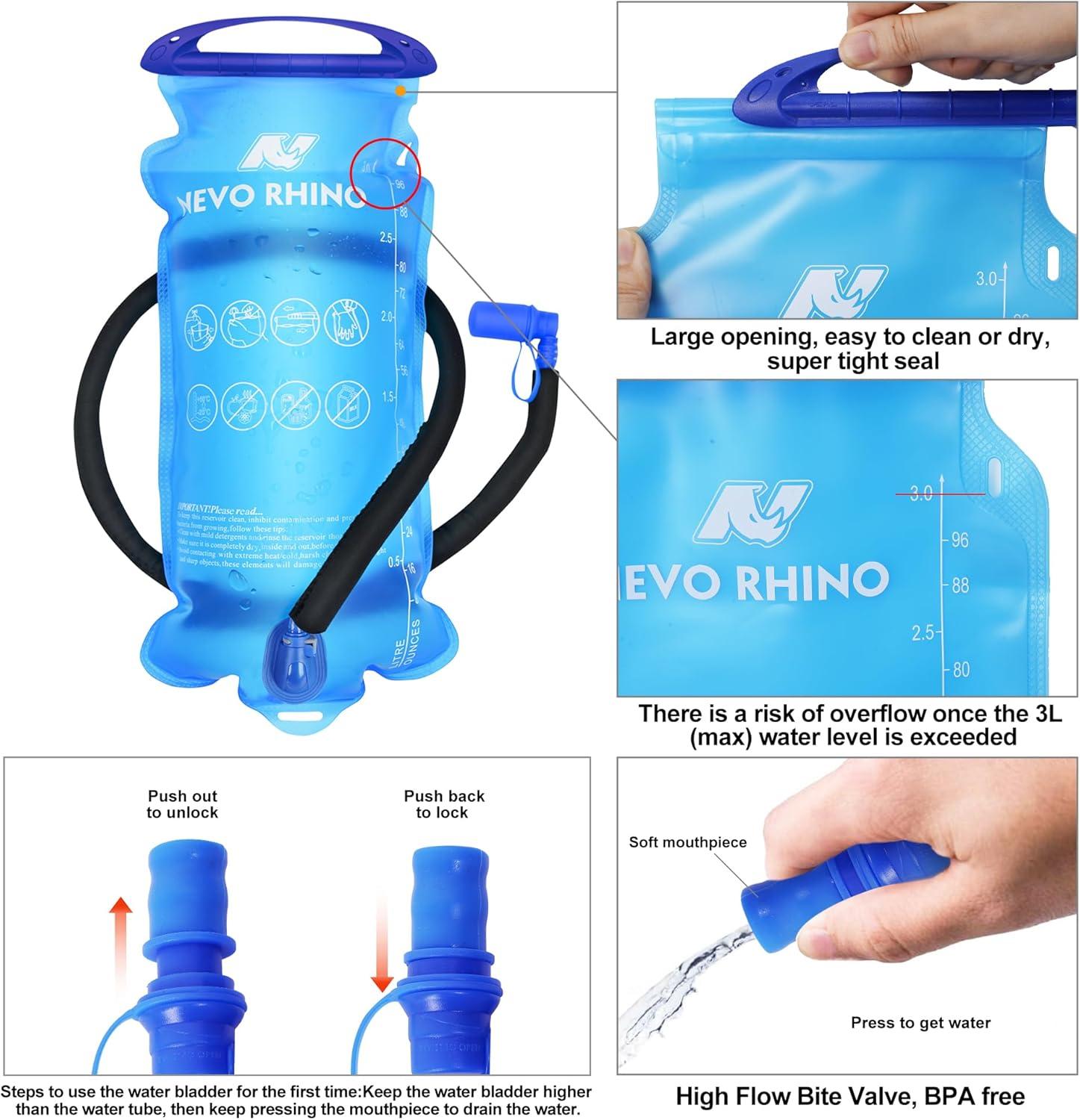 imageN NEVO RHINO Hydration Backpack 18L Multipurpose Hiking Backpack with 3L Water Bladder Water Backpack Insulated Hydration Pack Ideal for Hiking and CyclingGrey