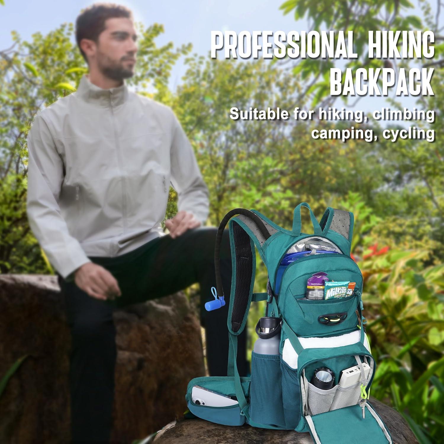 imageN NEVO RHINO Hydration Backpack 18L Multipurpose Hiking Backpack with 3L Water Bladder Water Backpack Insulated Hydration Pack Ideal for Hiking and Cycling04 Green