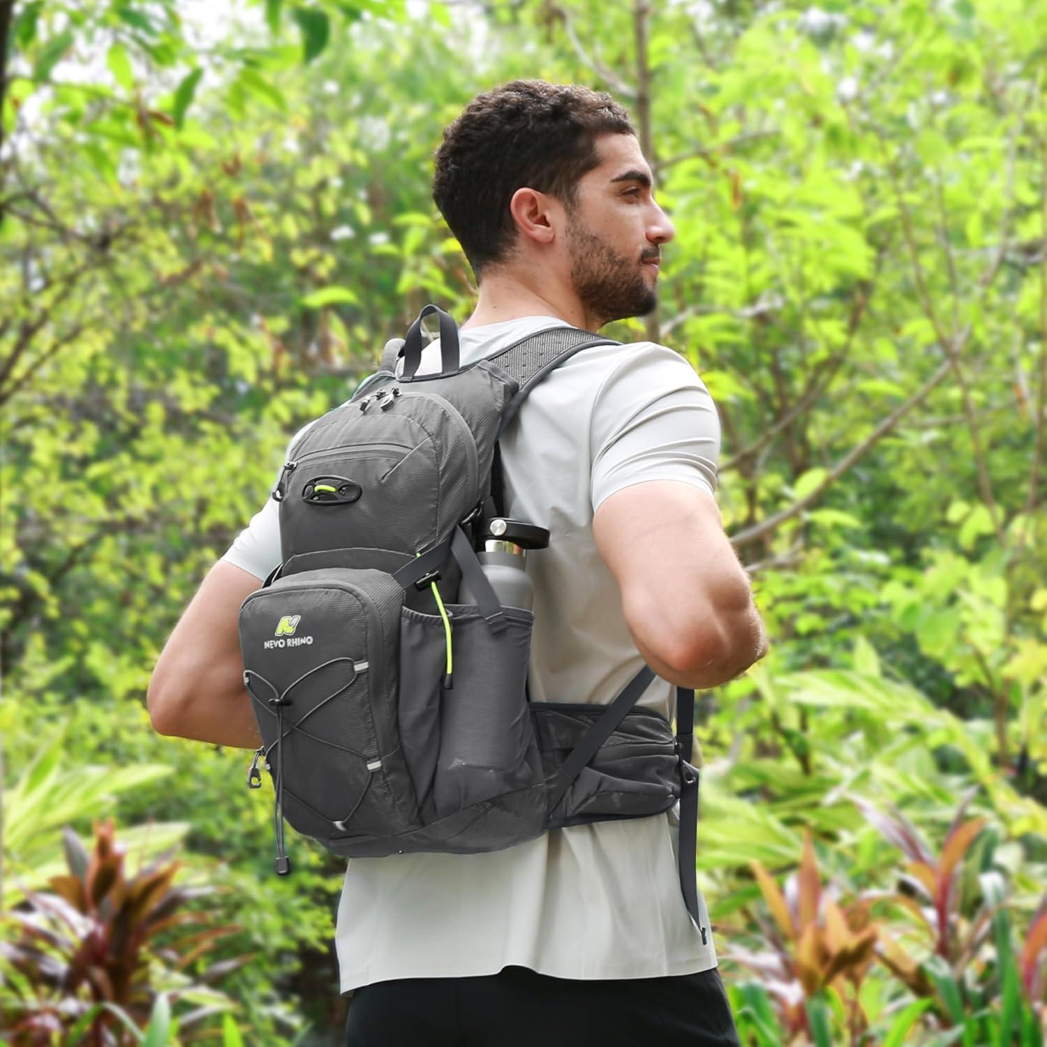 imageN NEVO RHINO Hydration Backpack 18L Multipurpose Hiking Backpack with 3L Water Bladder Water Backpack Insulated Hydration Pack Ideal for Hiking and CyclingGrey