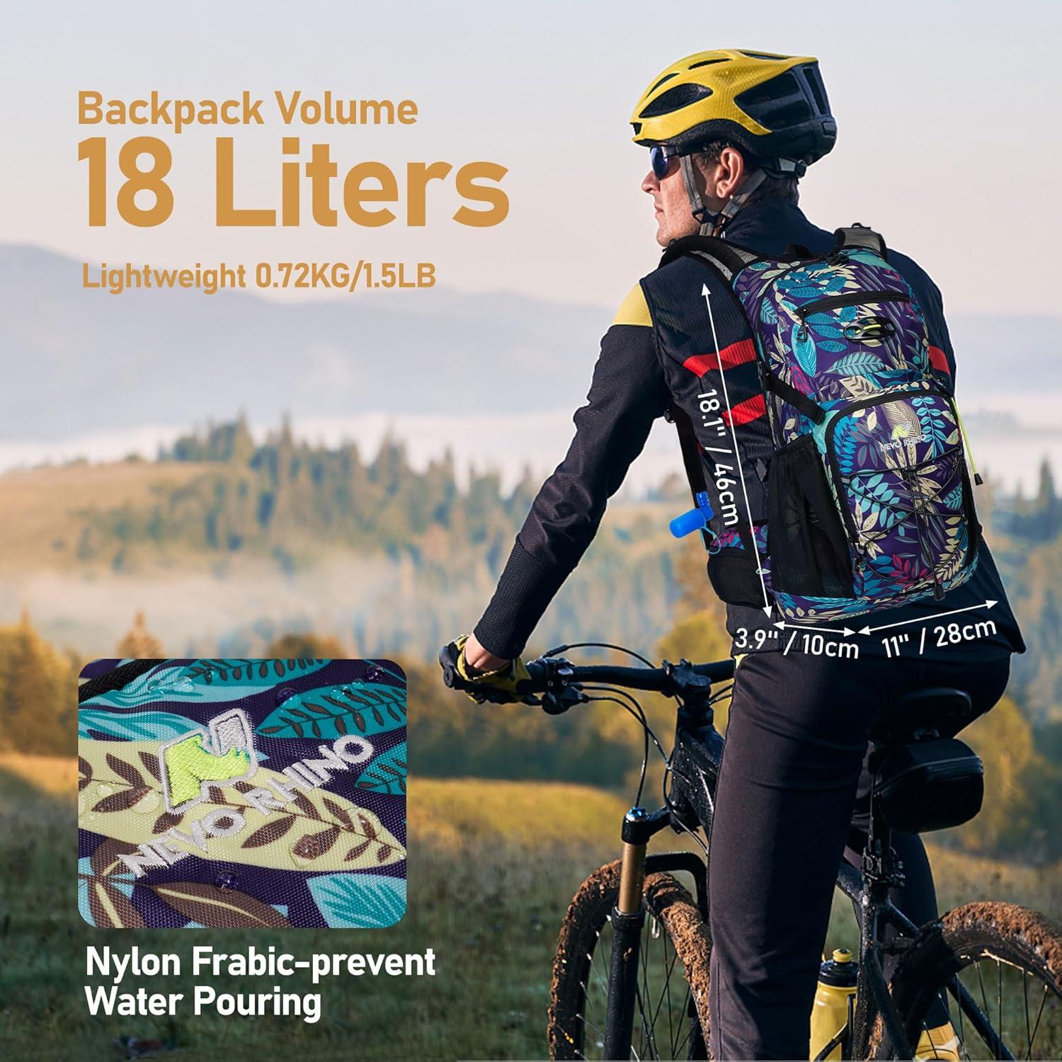 imageN NEVO RHINO Hydration Backpack 18L Multipurpose Hiking Backpack with 3L Water Bladder Water Backpack Insulated Hydration Pack Ideal for Hiking and Cyclingblue print