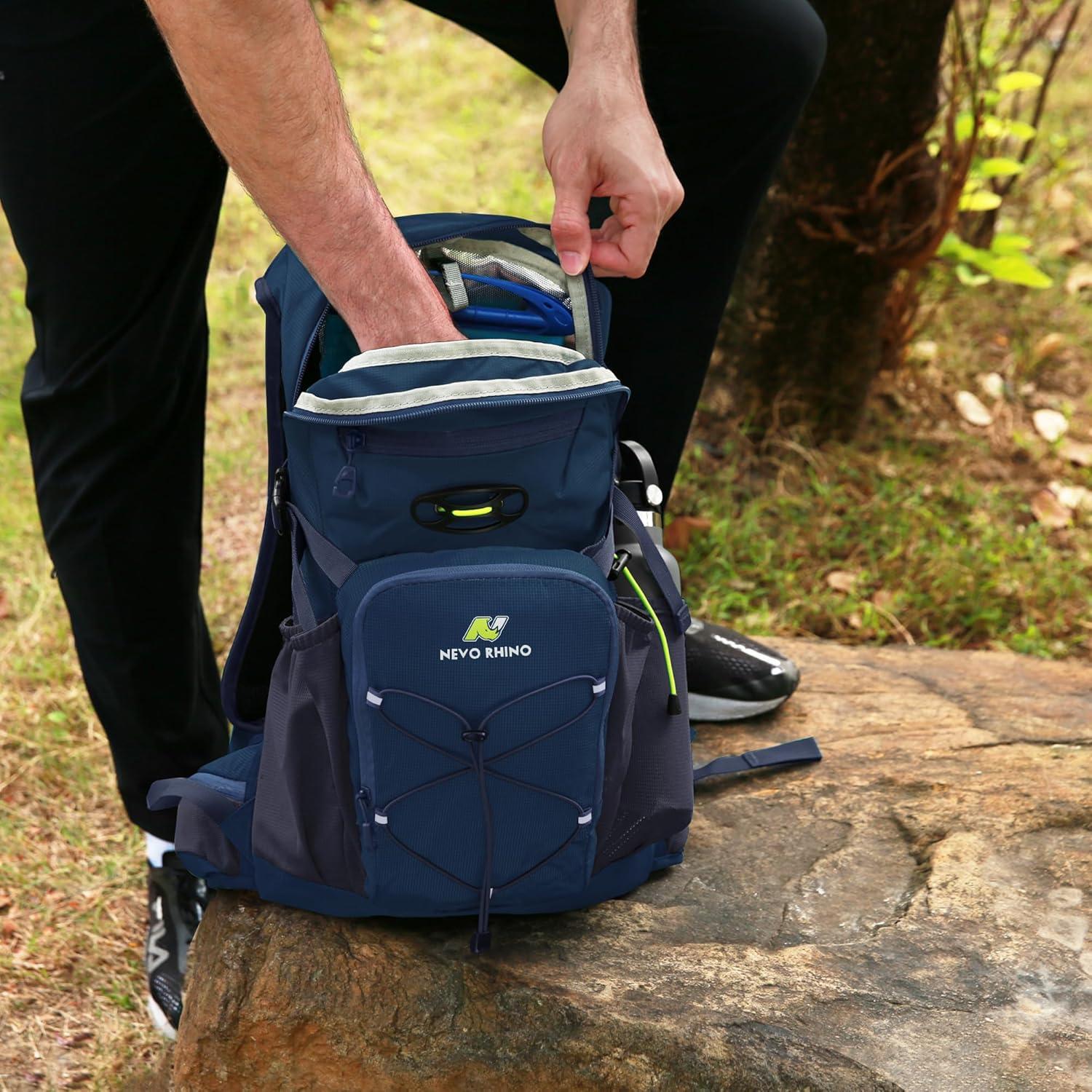 imageN NEVO RHINO Hydration Backpack 18L Multipurpose Hiking Backpack with 3L Water Bladder Water Backpack Insulated Hydration Pack Ideal for Hiking and CyclingBlue