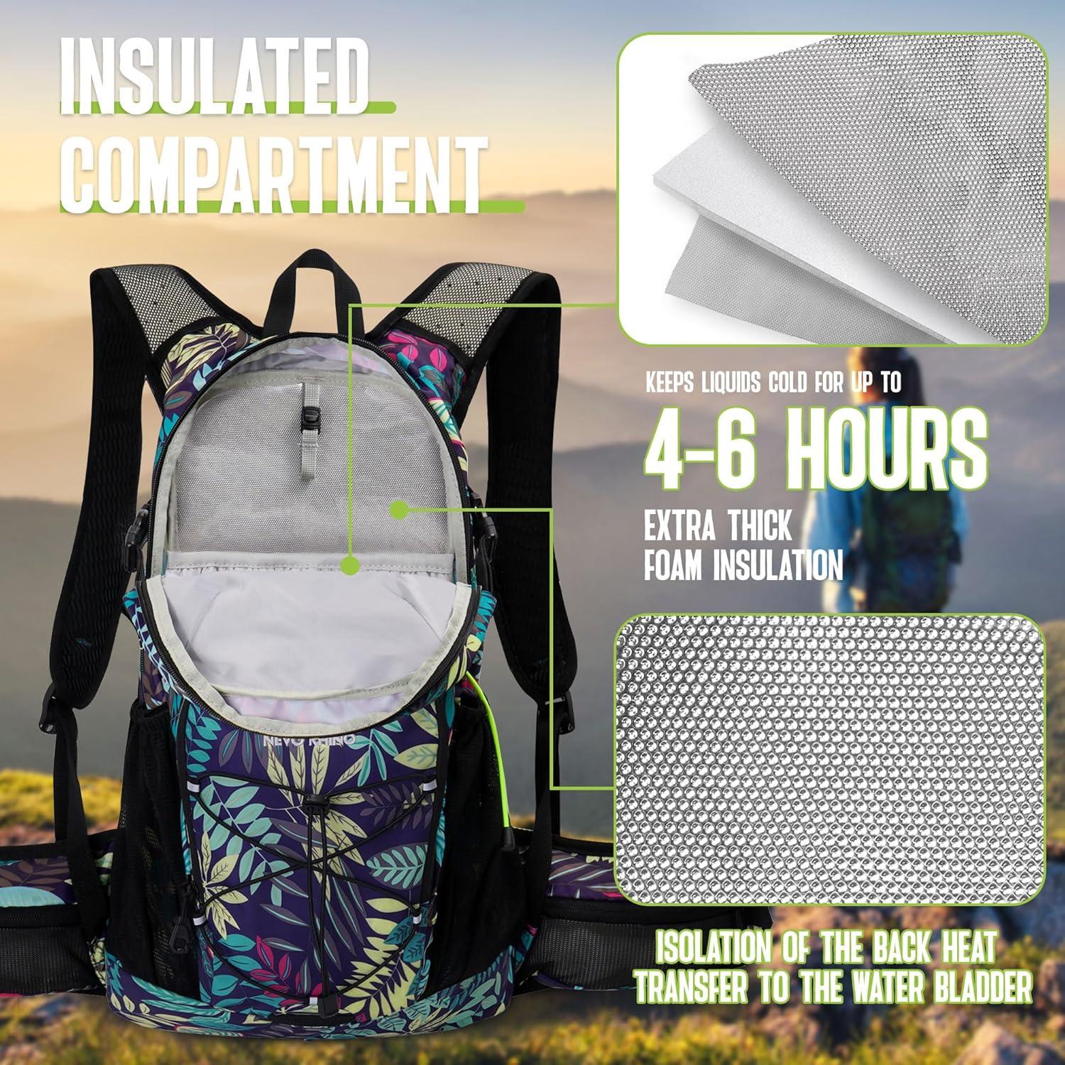 imageN NEVO RHINO Hydration Backpack 18L Multipurpose Hiking Backpack with 3L Water Bladder Water Backpack Insulated Hydration Pack Ideal for Hiking and Cyclingblue print