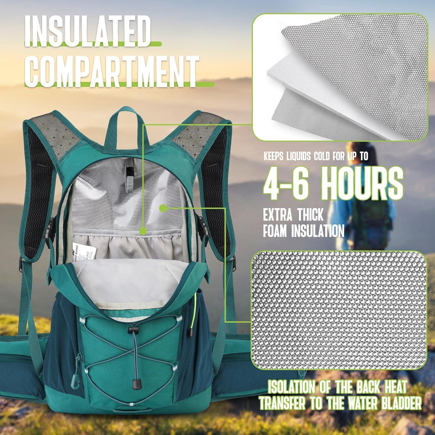 imageN NEVO RHINO Hydration Backpack 18L Multipurpose Hiking Backpack with 3L Water Bladder Water Backpack Insulated Hydration Pack Ideal for Hiking and Cycling04 Green