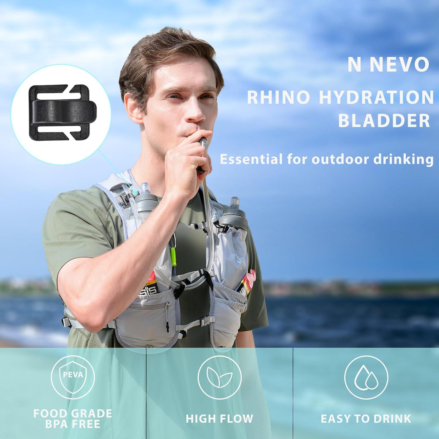 imageN NEVO RHINO Hydration Bladder 2L3LWater Reservoir for Hiking Backpack Leak Proof Water Storage BladderBPAFree Water Pouch Hydration Pack for Camping Cycling Running2Lwith clean kit
