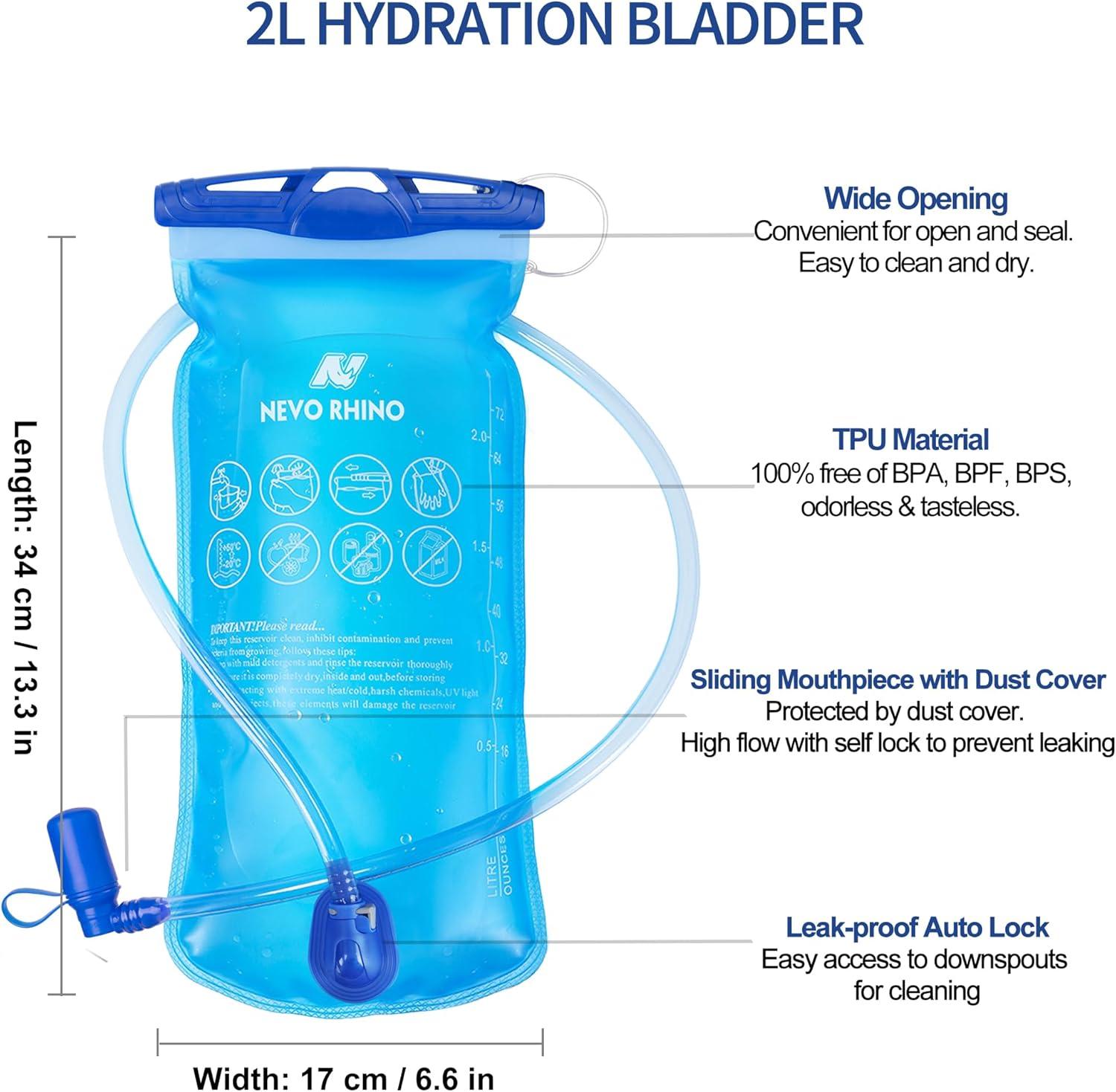 imageN NEVO RHINO Hydration Bladder15L 2L3L Leak Proof Water Reservoir BPA Free Water Pouch Water Bladder for Hydration PackHiking Backpack2L Water Bladder
