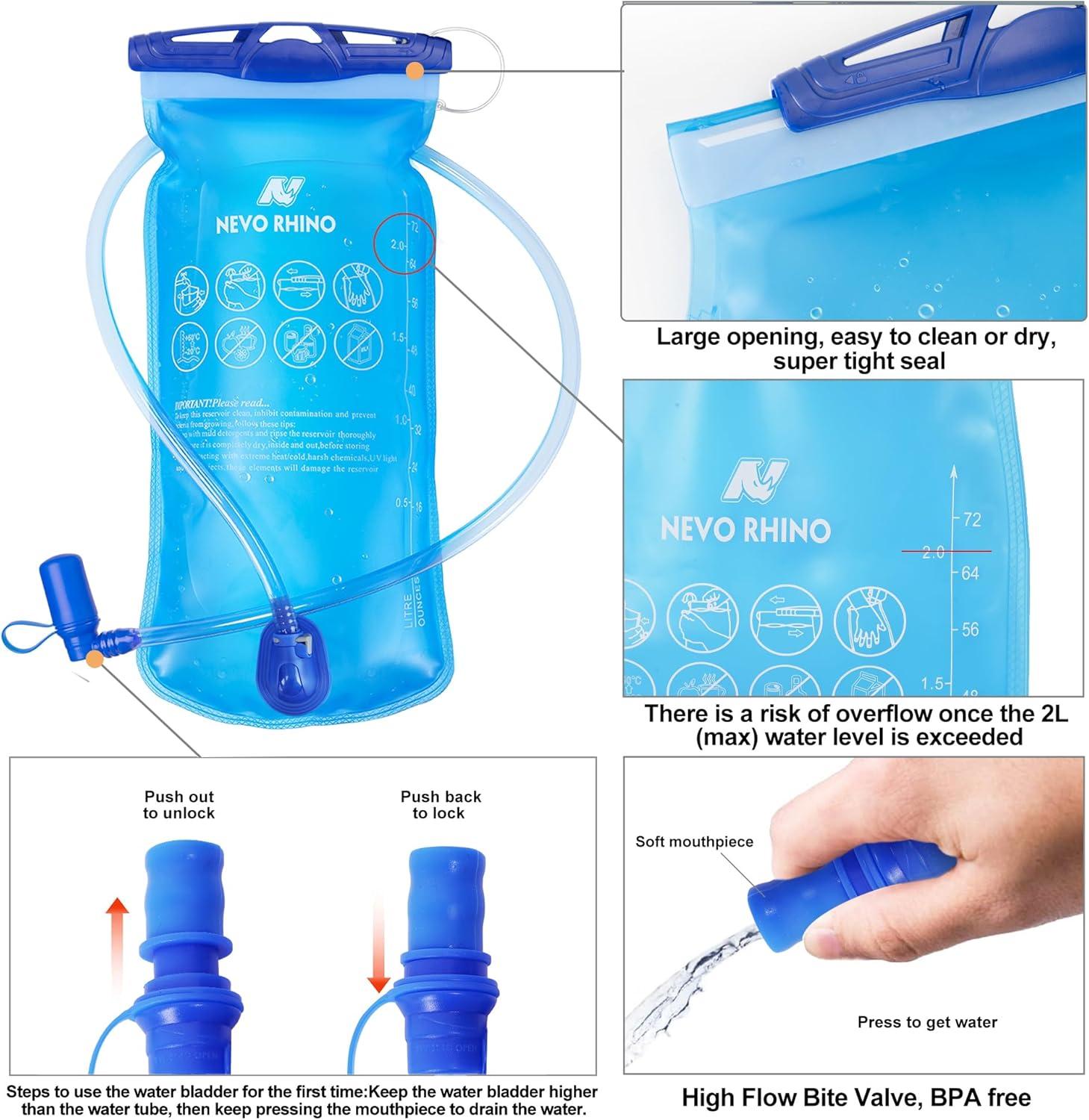 imageN NEVO RHINO Hydration Bladder15L 2L3L Leak Proof Water Reservoir BPA Free Water Pouch Water Bladder for Hydration PackHiking Backpack2L Water Bladder