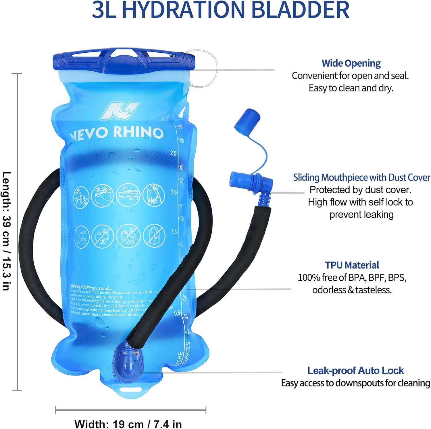 imageN NEVO RHINO Hydration Bladder15L 2L3L Leak Proof Water Reservoir BPA Free Water Pouch Water Bladder for Hydration PackHiking Backpack3L water bladder
