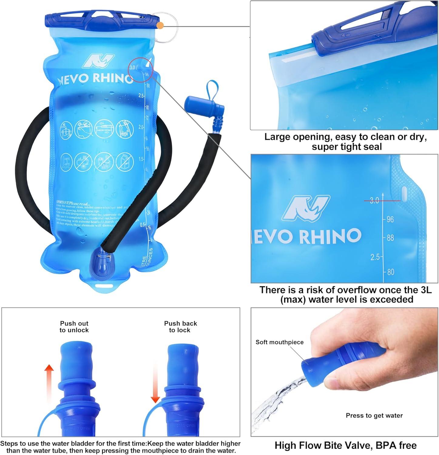 imageN NEVO RHINO Hydration Bladder15L 2L3L Leak Proof Water Reservoir BPA Free Water Pouch Water Bladder for Hydration PackHiking Backpack3L water bladder