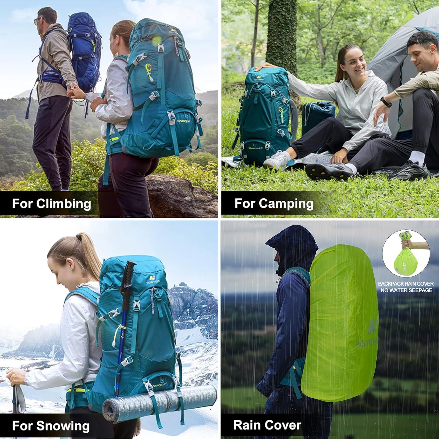 imageN NEVO RHINO Internal Frame Hiking Backpack 5060657080L Mountain Climbing Camping Backpack Daypack Waterproof Rain Cover02 Black