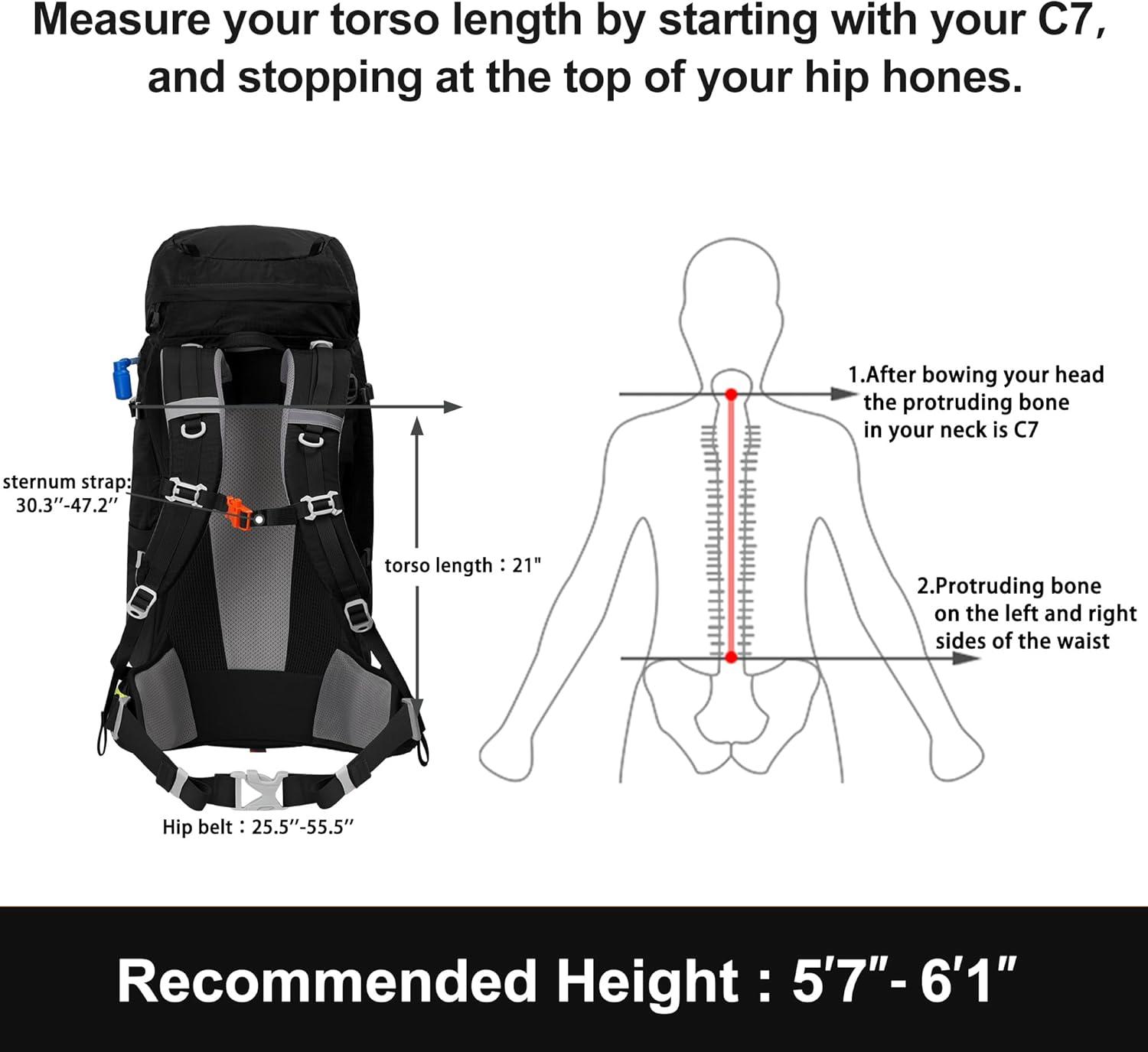 imageN NEVO RHINO Internal Frame Hiking Backpack 5060657080L Mountain Climbing Camping Backpack Daypack Waterproof Rain Cover10 Black