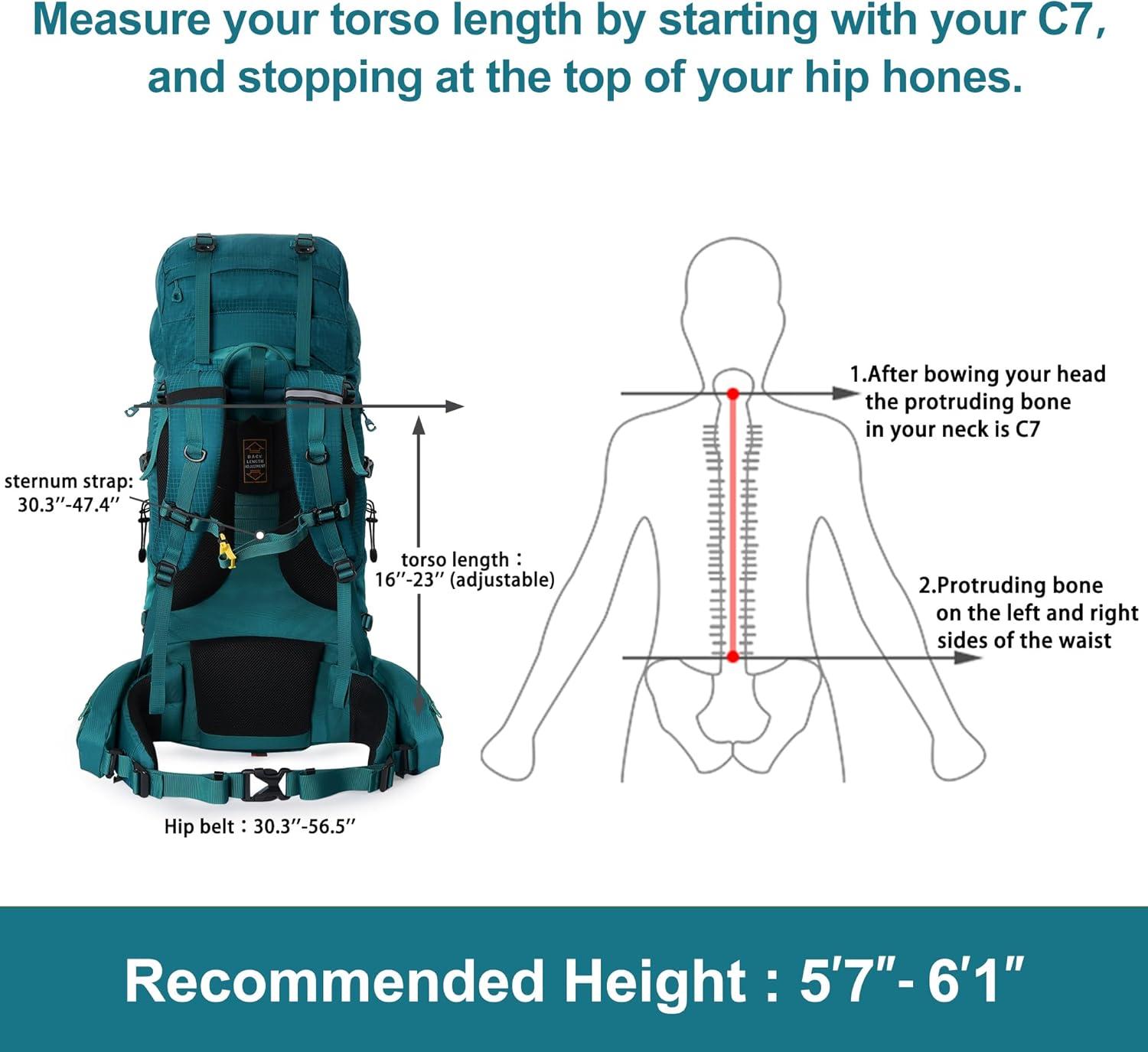 imageN NEVO RHINO Internal Frame Hiking Backpack 5060657080L Mountain Climbing Camping Backpack Daypack Waterproof Rain Cover15 Green