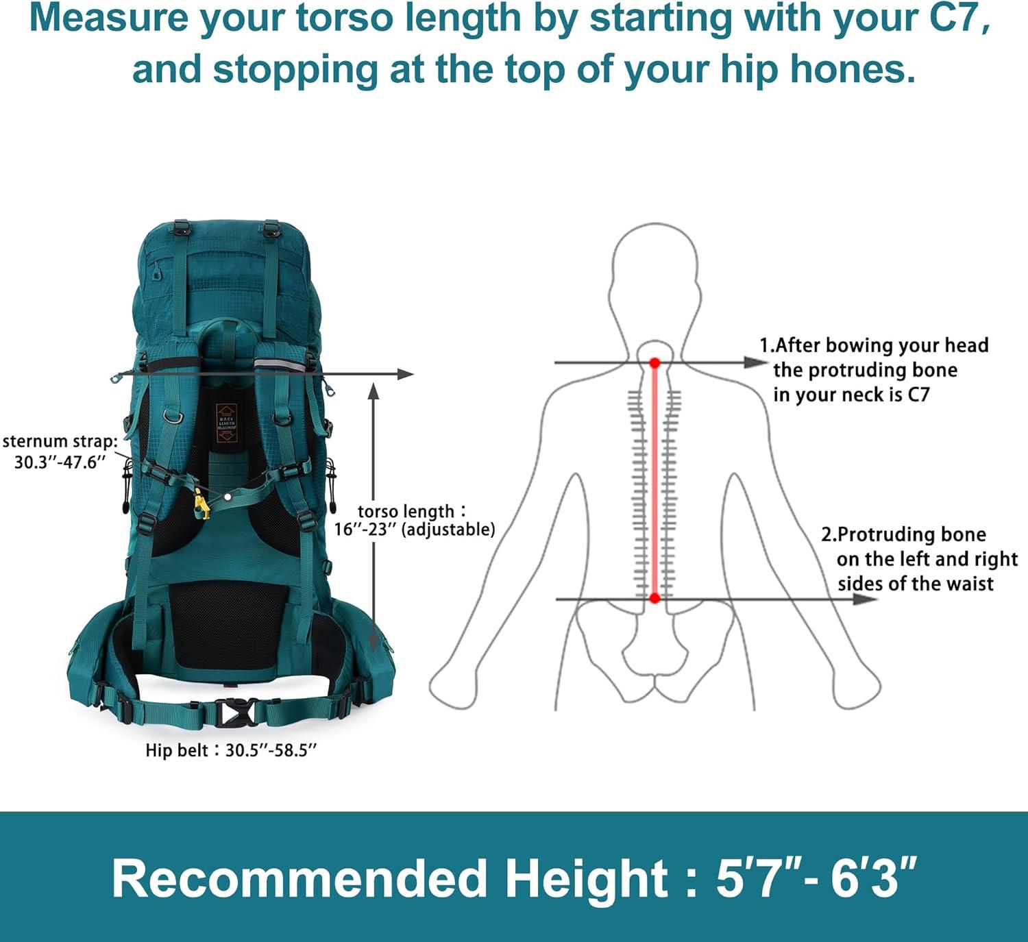 imageN NEVO RHINO Internal Frame Hiking Backpack 5060657080L Mountain Climbing Camping Backpack Daypack Waterproof Rain Cover20 Green
