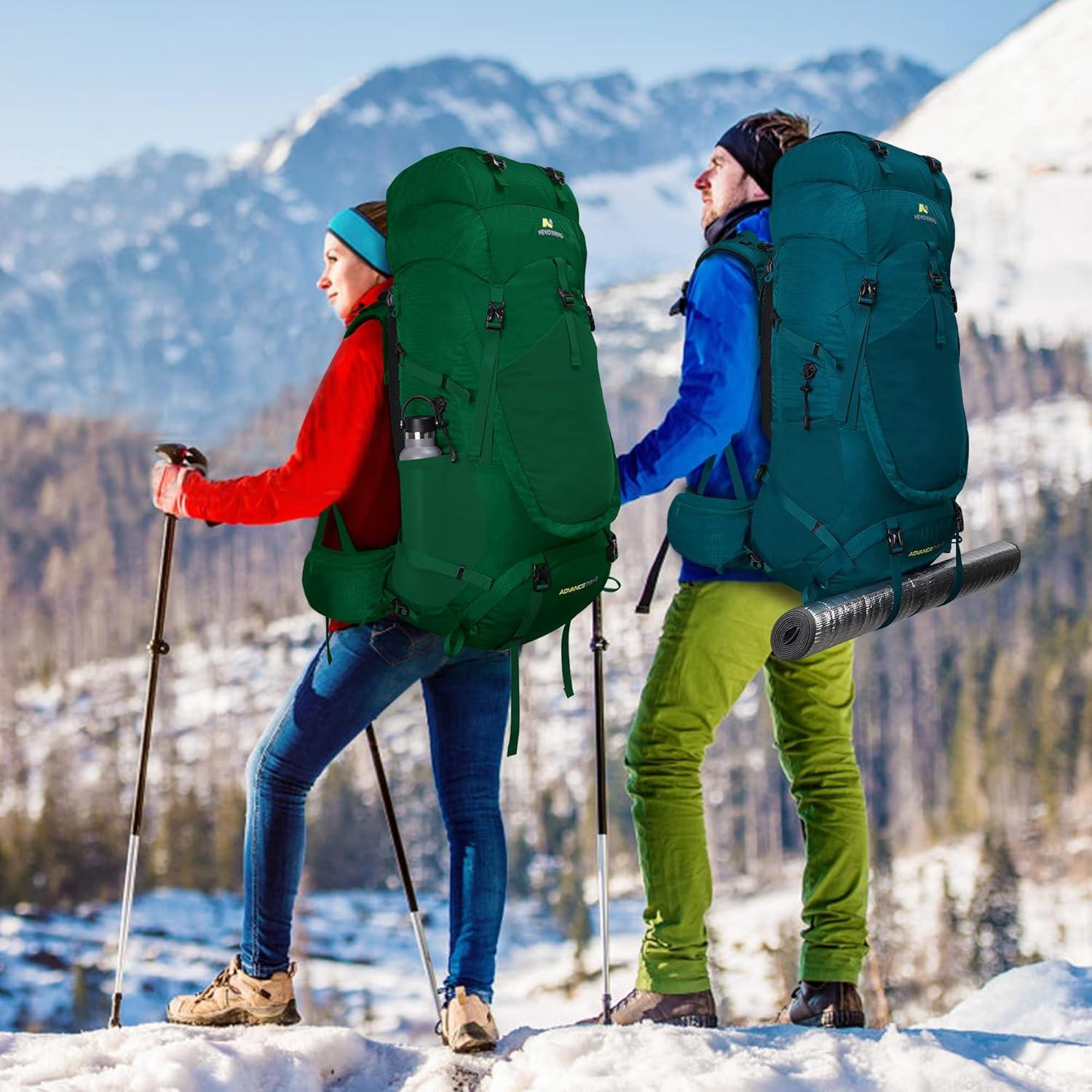 imageN NEVO RHINO Internal Frame Hiking Backpack 5060657080L Mountain Climbing Camping Backpack Daypack Waterproof Rain Cover20 Green