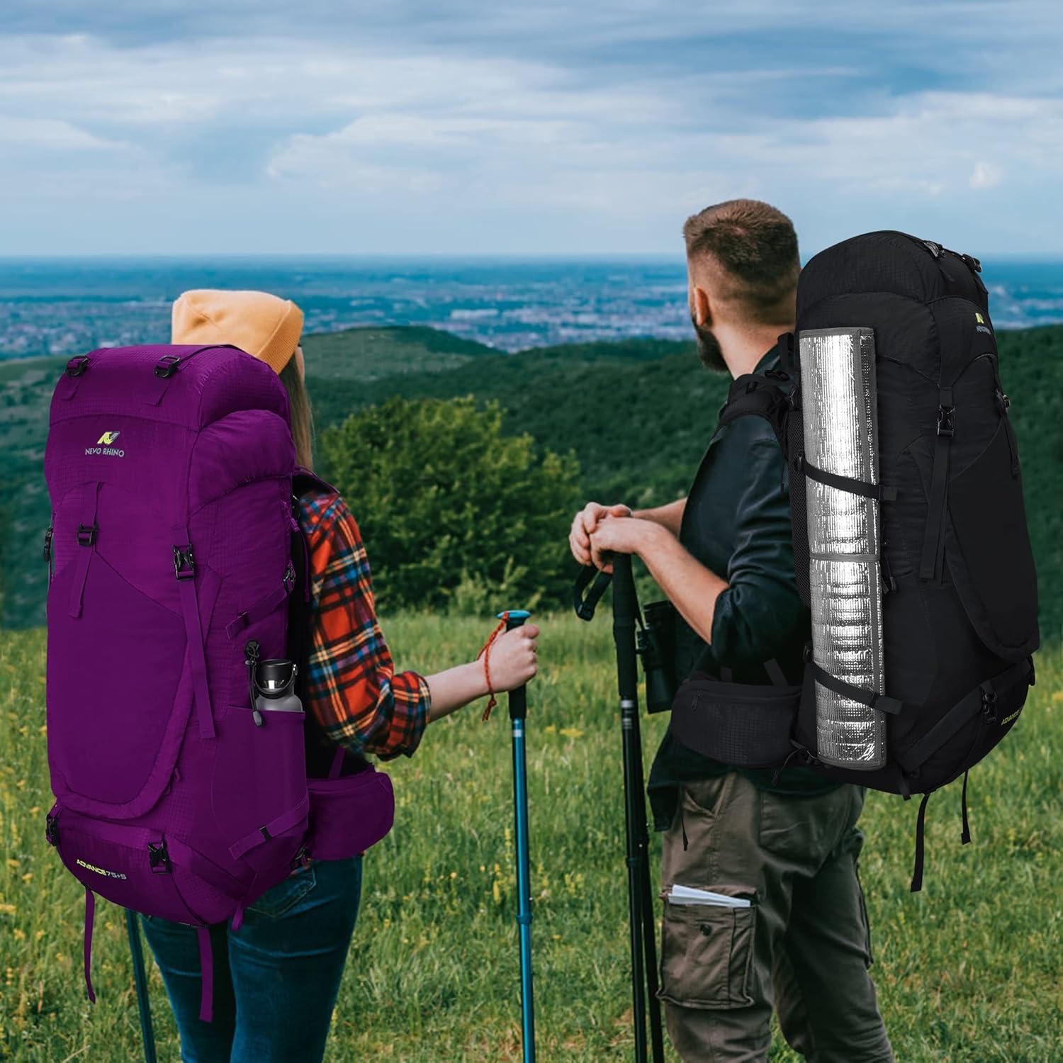 imageN NEVO RHINO Internal Frame Hiking Backpack 5060657080L Mountain Climbing Camping Backpack Daypack Waterproof Rain Cover21 Black