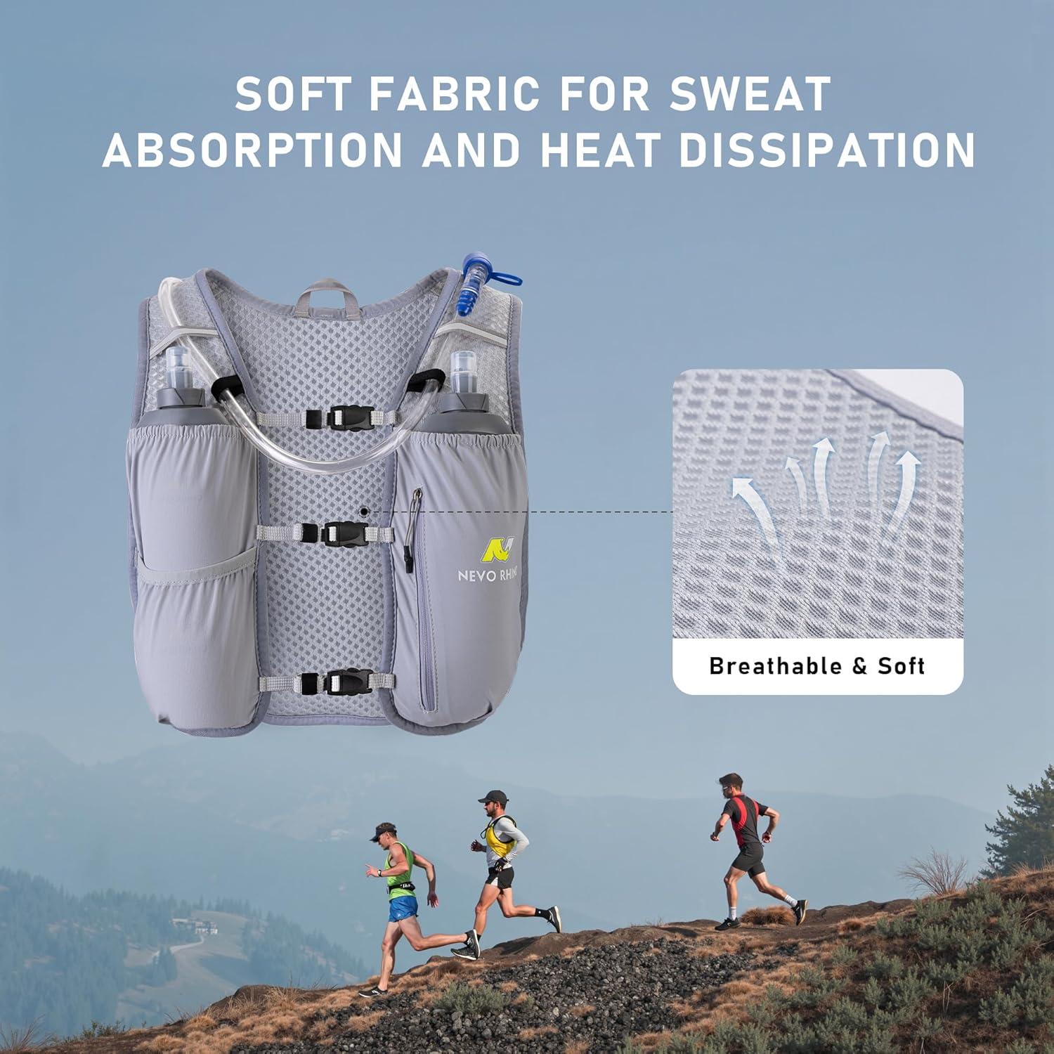 imageN NEVO RHINO Running Hydration Vest for Women 15L Water Bladder Backpack 5L Small Lightweight Breathable Hydration Vest for Hiking Trail Running Cycling Marathon for WomenGrey