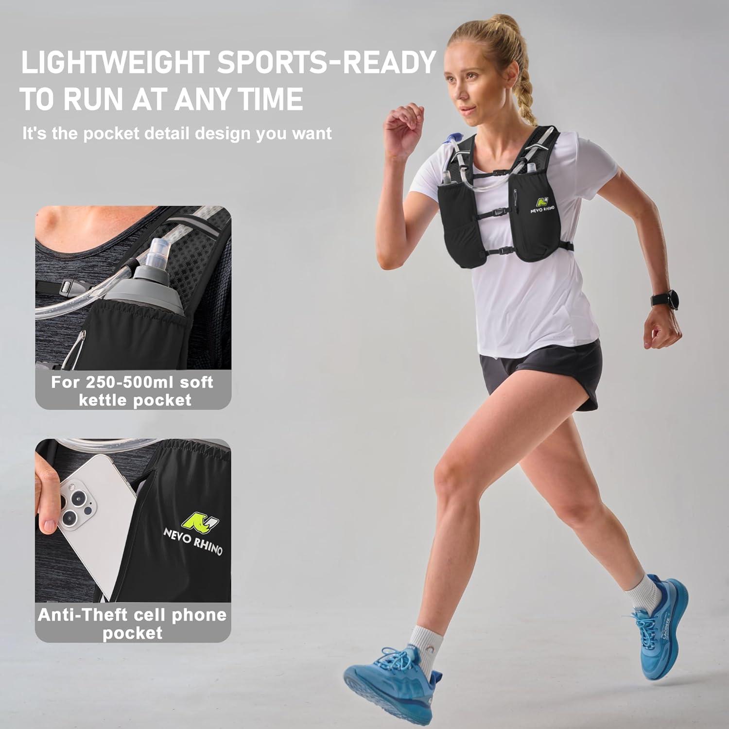 imageN NEVO RHINO Running Hydration Vest for Women 15L Water Bladder Backpack 5L Small Lightweight Breathable Hydration Vest for Hiking Trail Running Cycling Marathon for WomenBlack