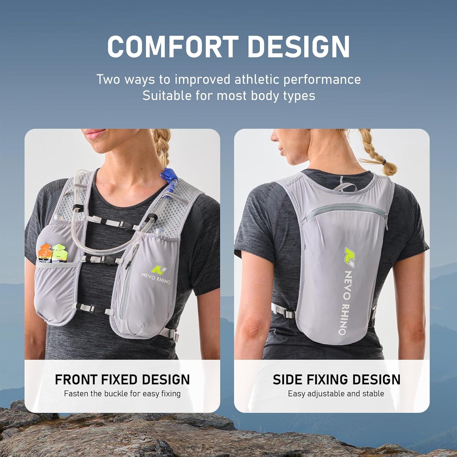 imageN NEVO RHINO Running Hydration Vest for Women 15L Water Bladder Backpack 5L Small Lightweight Breathable Hydration Vest for Hiking Trail Running Cycling Marathon for WomenGrey