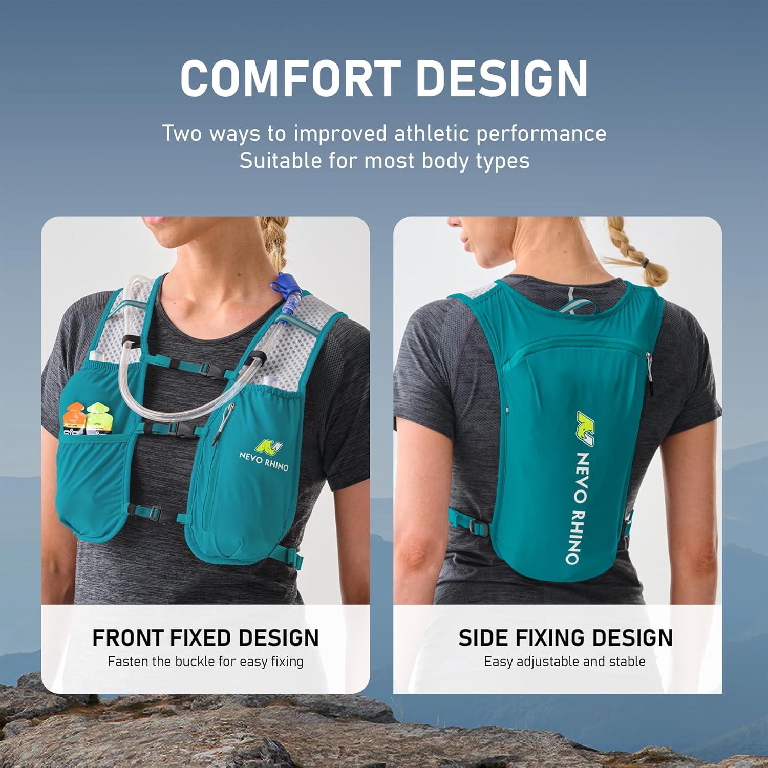 imageN NEVO RHINO Running Hydration Vest for Women 15L Water Bladder Backpack 5L Small Lightweight Breathable Hydration Vest for Hiking Trail Running Cycling Marathon for WomenGreen