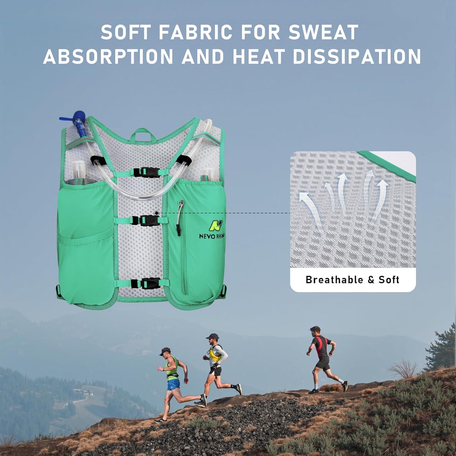 imageN NEVO RHINO Running Hydration Vest for Women 15L Water Bladder Backpack 5L Small Lightweight Breathable Hydration Vest for Hiking Trail Running Cycling Marathon for WomenLight Green