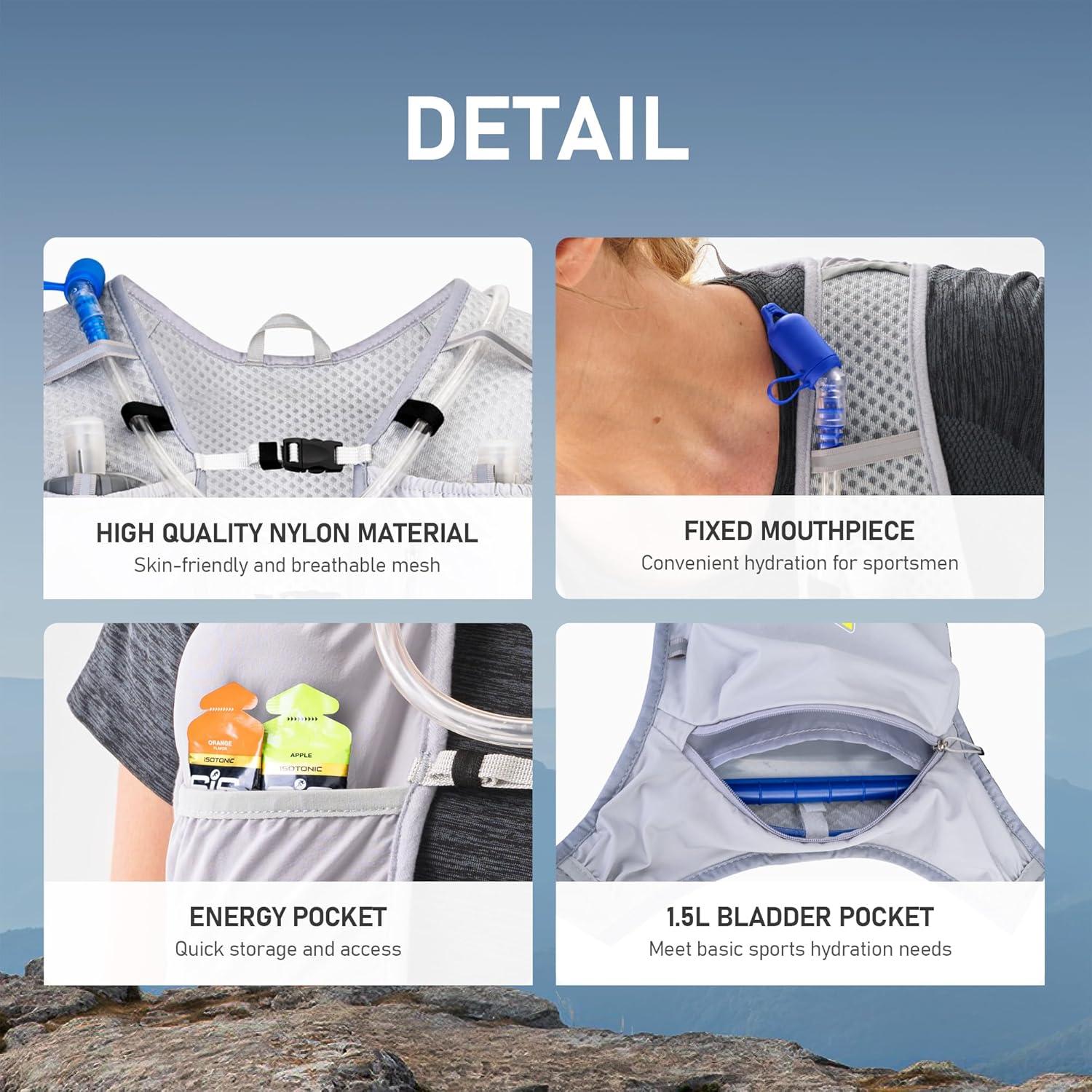 imageN NEVO RHINO Running Hydration Vest for Women 15L Water Bladder Backpack 5L Small Lightweight Breathable Hydration Vest for Hiking Trail Running Cycling Marathon for WomenGrey