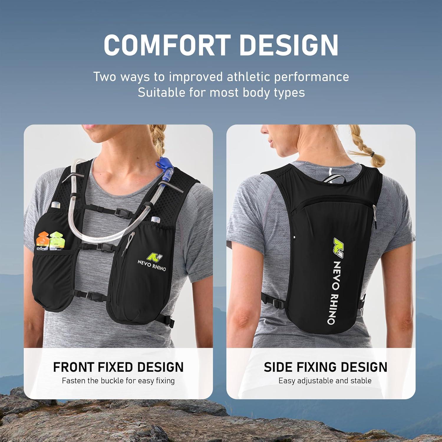 imageN NEVO RHINO Running Hydration Vest for Women 15L Water Bladder Backpack 5L Small Lightweight Breathable Hydration Vest for Hiking Trail Running Cycling Marathon for WomenBlack