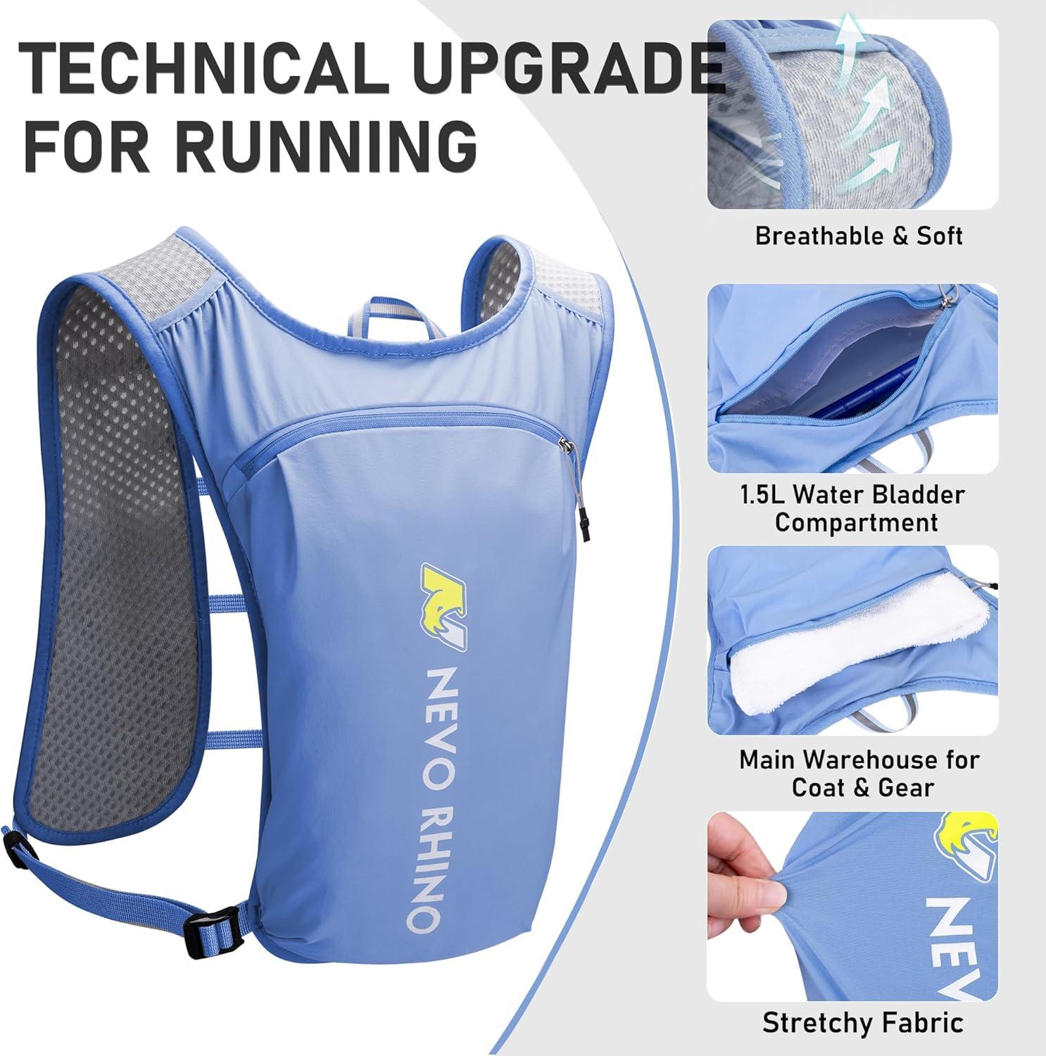 imageN NEVO RHINO Running Hydration Vest for Women 15L Water Bladder Backpack 5L Small Lightweight Breathable Hydration Vest for Hiking Trail Running Cycling Marathon for WomenBlue