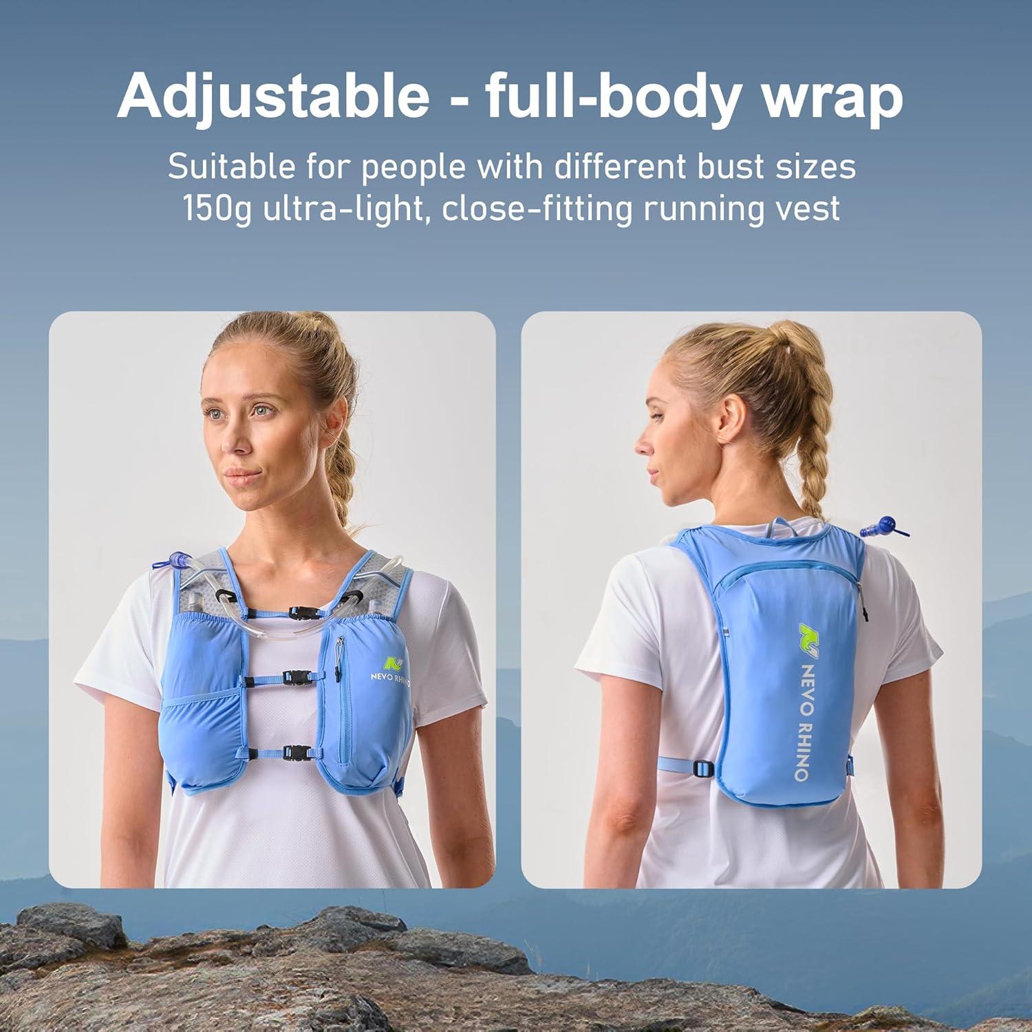 imageN NEVO RHINO Running Hydration Vest for Women 15L Water Bladder Backpack 5L Small Lightweight Breathable Hydration Vest for Hiking Trail Running Cycling Marathon for WomenBlue