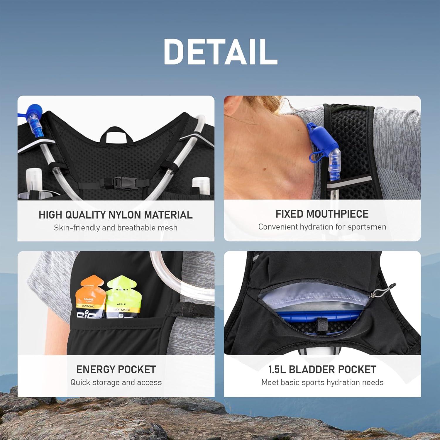 imageN NEVO RHINO Running Hydration Vest for Women 15L Water Bladder Backpack 5L Small Lightweight Breathable Hydration Vest for Hiking Trail Running Cycling Marathon for WomenBlack