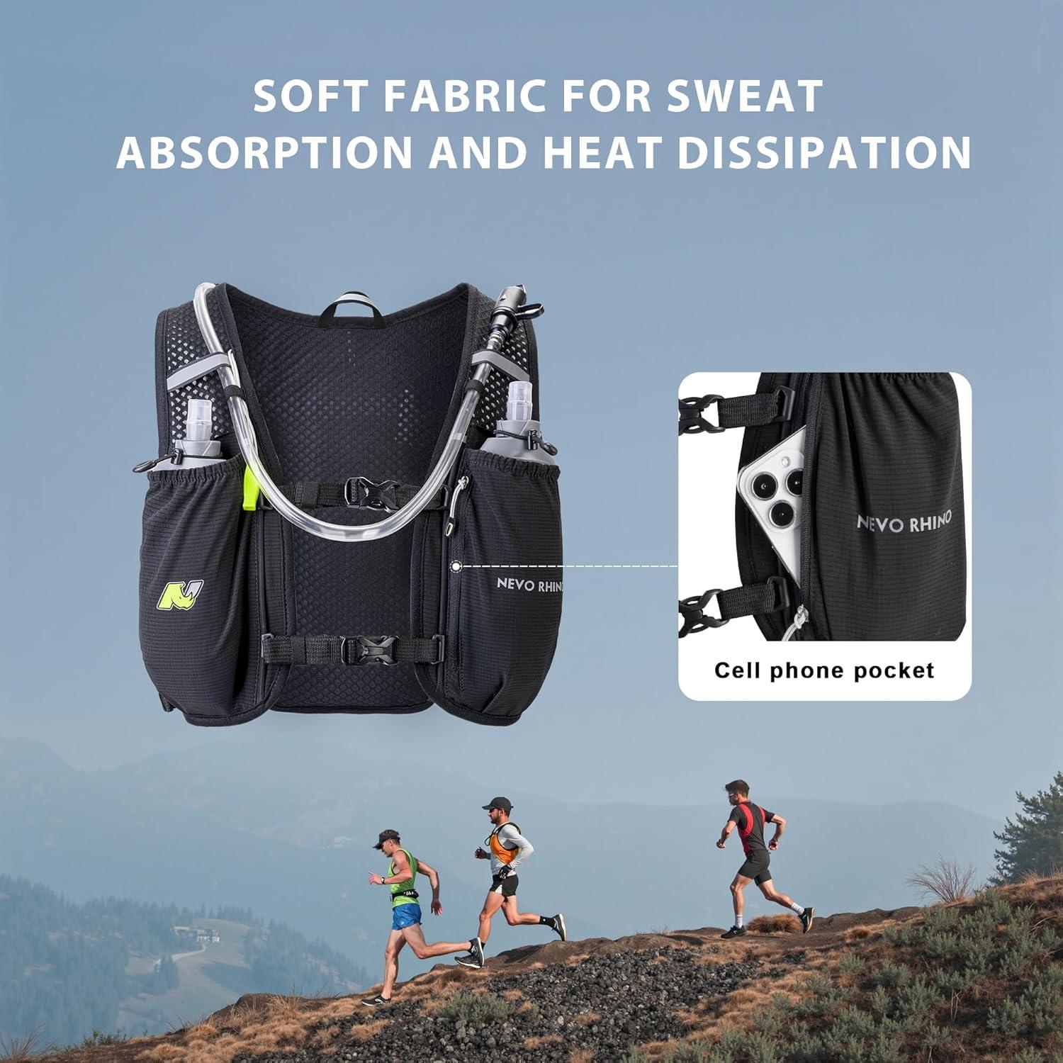 imageN NEVO RHINO Running Vest Lightweight Hydration Vest Insulated Water Backpack with 15L Water Bladder for Hiking Trail RunningMarathonsCyclingBlack