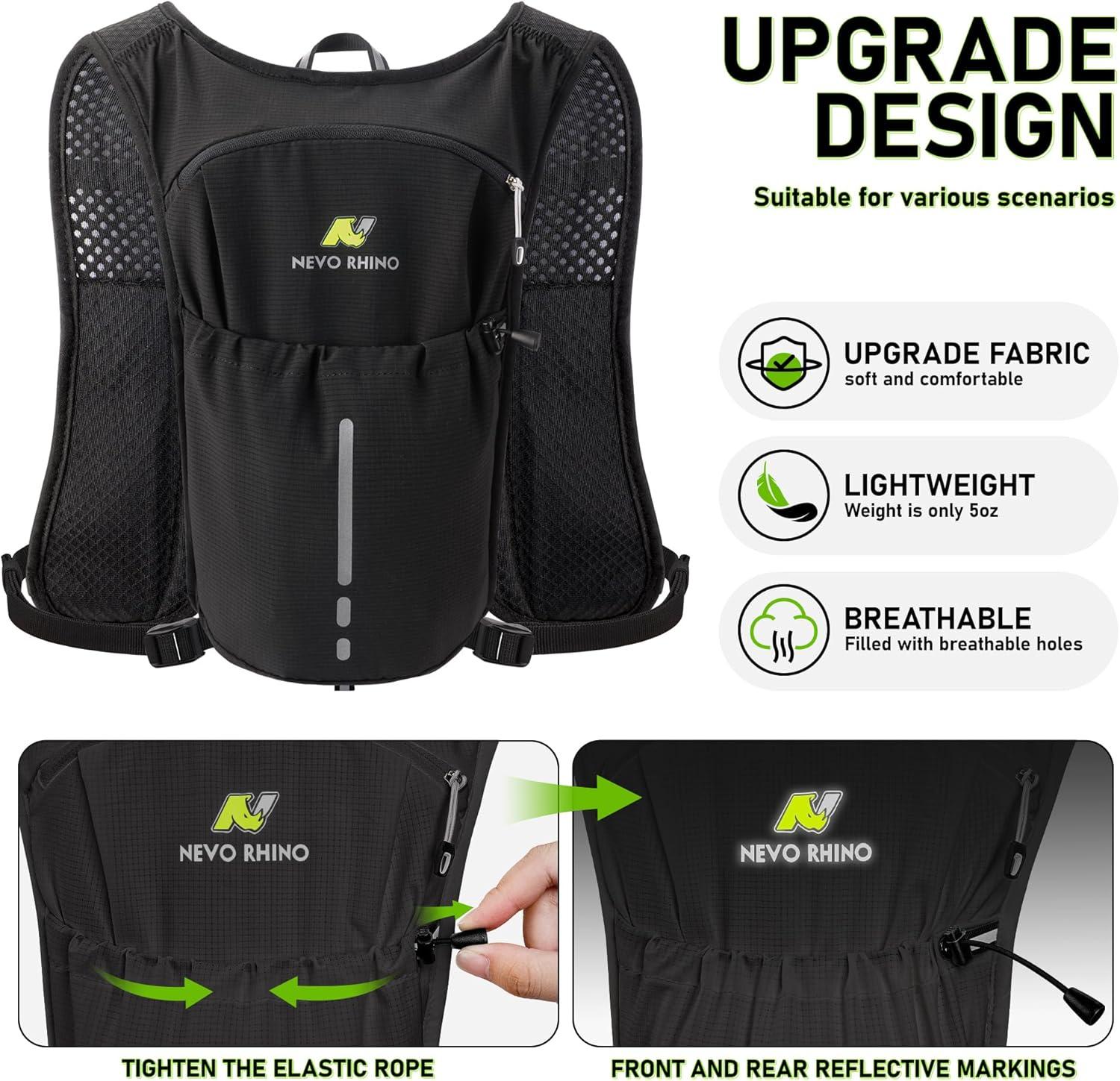 imageN NEVO RHINO Running Vest Lightweight Hydration Vest Insulated Water Backpack with 15L Water Bladder for Hiking Trail RunningMarathonsCyclingBlack
