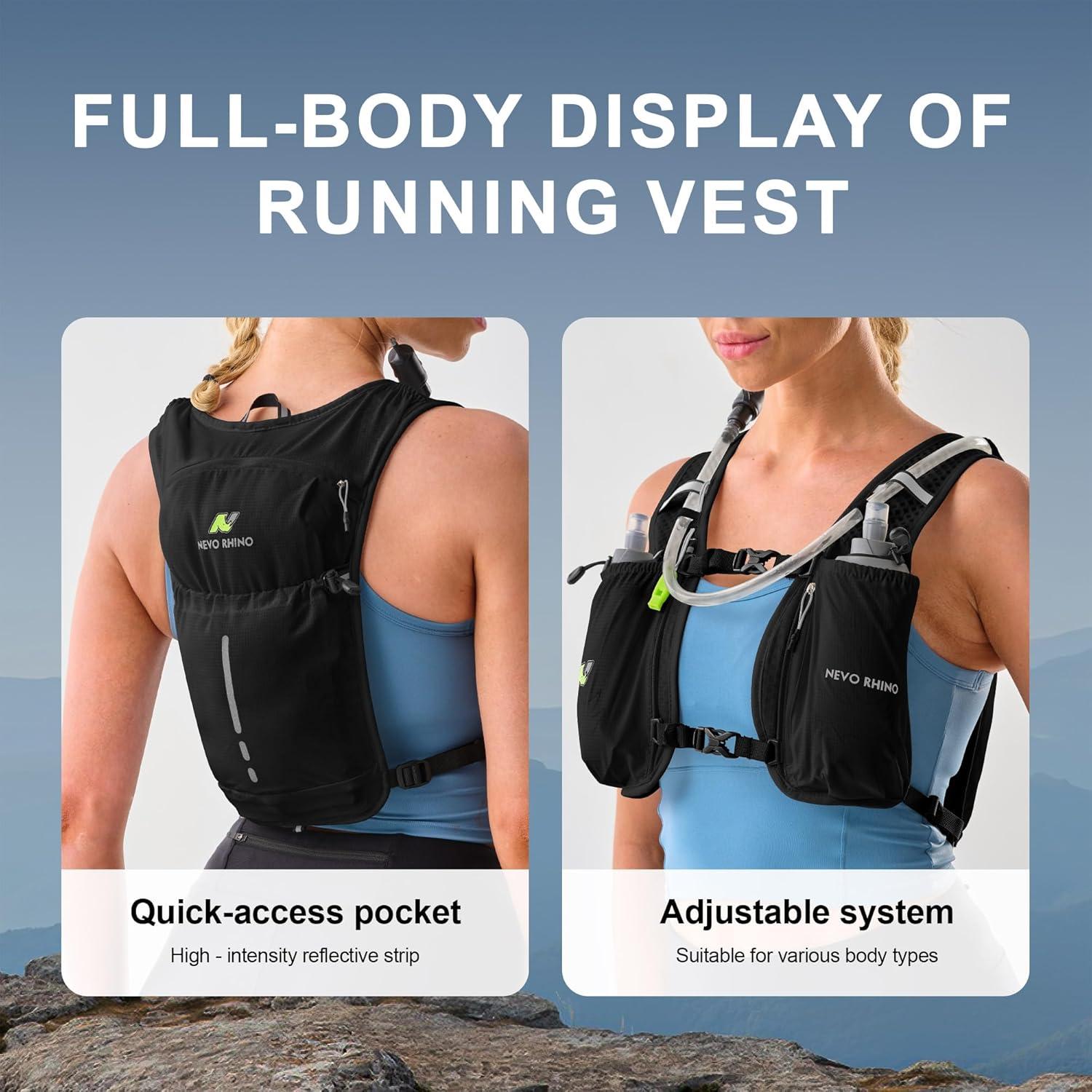 imageN NEVO RHINO Running Vest Lightweight Hydration Vest Insulated Water Backpack with 15L Water Bladder for Hiking Trail RunningMarathonsCyclingBlack