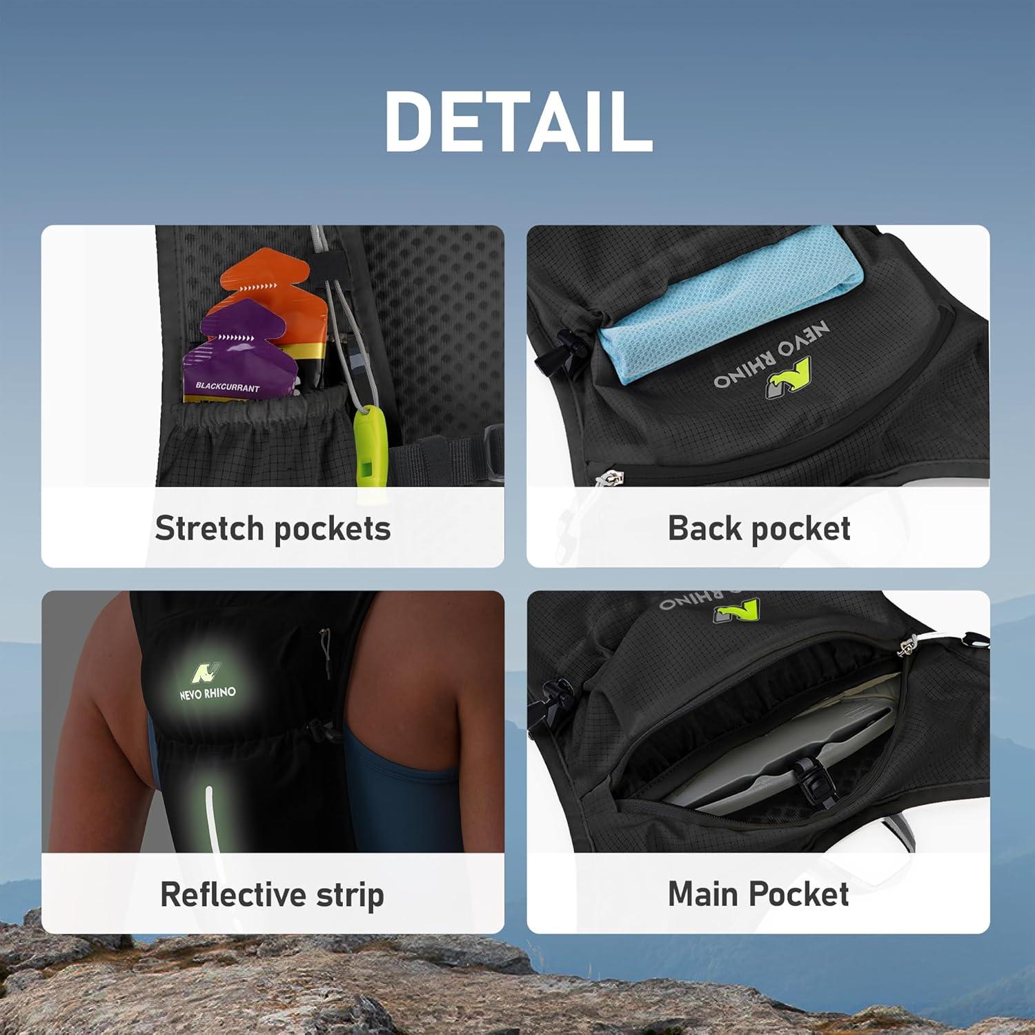 imageN NEVO RHINO Running Vest Lightweight Hydration Vest Insulated Water Backpack with 15L Water Bladder for Hiking Trail RunningMarathonsCyclingBlack