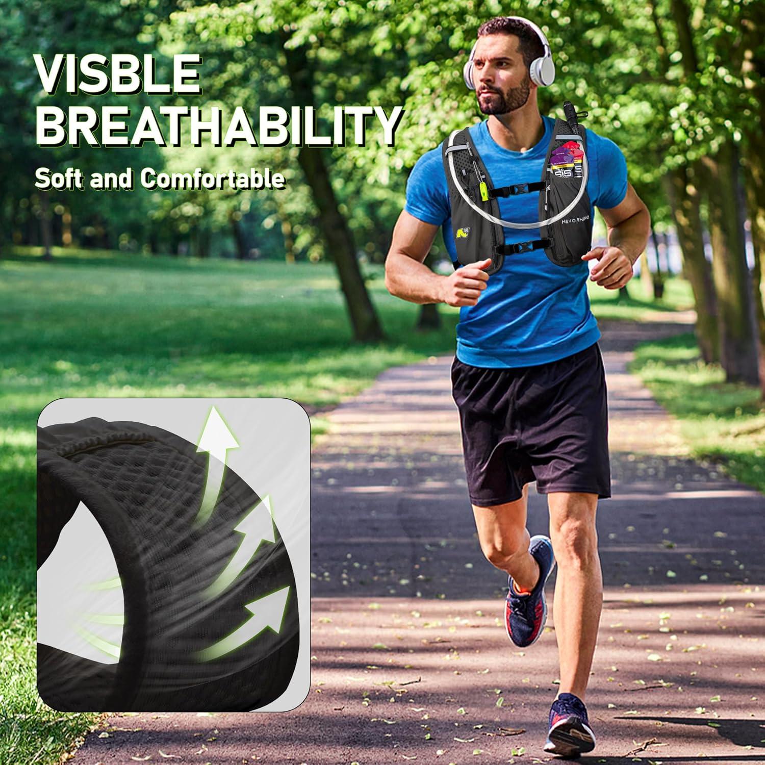imageN NEVO RHINO Running Vest Lightweight Hydration Vest Insulated Water Backpack with 15L Water Bladder for Hiking Trail RunningMarathonsCyclingBlack