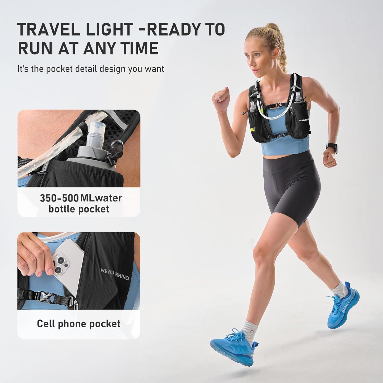 imageN NEVO RHINO Running Vest Lightweight Hydration Vest Insulated Water Backpack with 15L Water Bladder for Hiking Trail RunningMarathonsCyclingBlack
