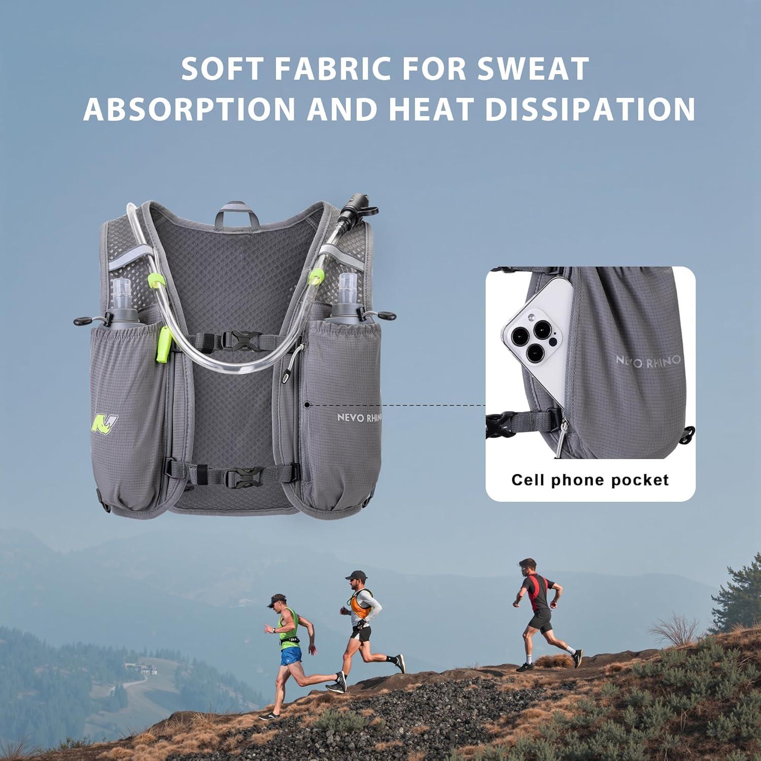 imageN NEVO RHINO Running Vest Lightweight Hydration Vest Insulated Water Backpack with 15L Water Bladder for Hiking Trail RunningMarathonsCyclingDark Gray