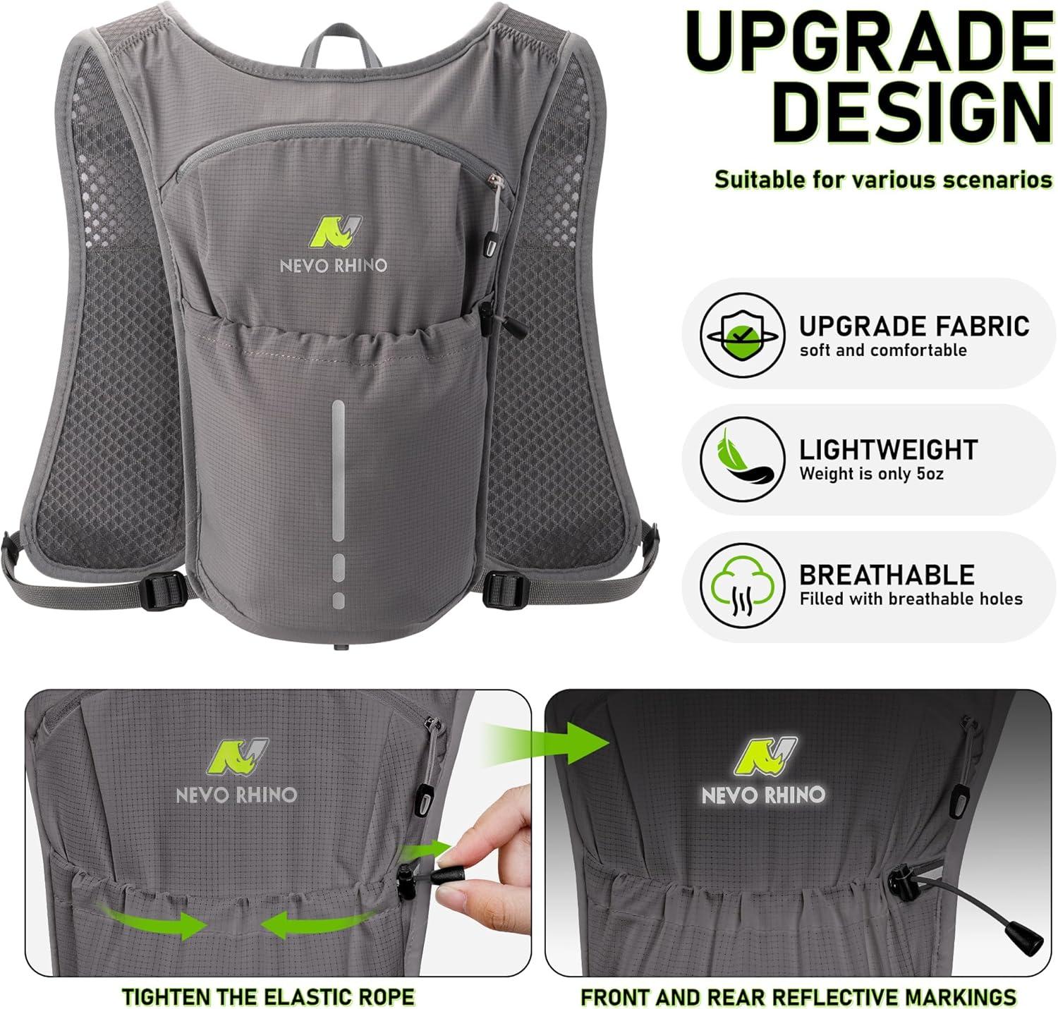 imageN NEVO RHINO Running Vest Lightweight Hydration Vest Insulated Water Backpack with 15L Water Bladder for Hiking Trail RunningMarathonsCyclingDark Gray
