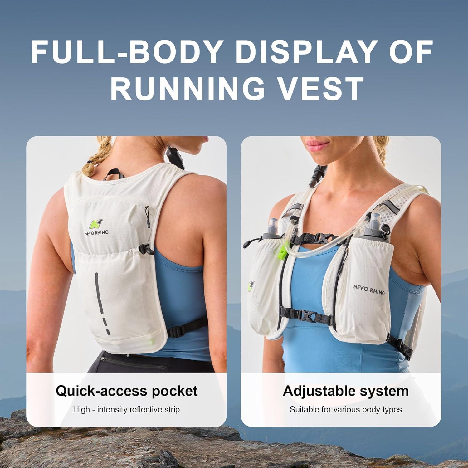 imageN NEVO RHINO Running Vest Lightweight Hydration Vest Insulated Water Backpack with 15L Water Bladder for Hiking Trail RunningMarathonsCyclingWhite