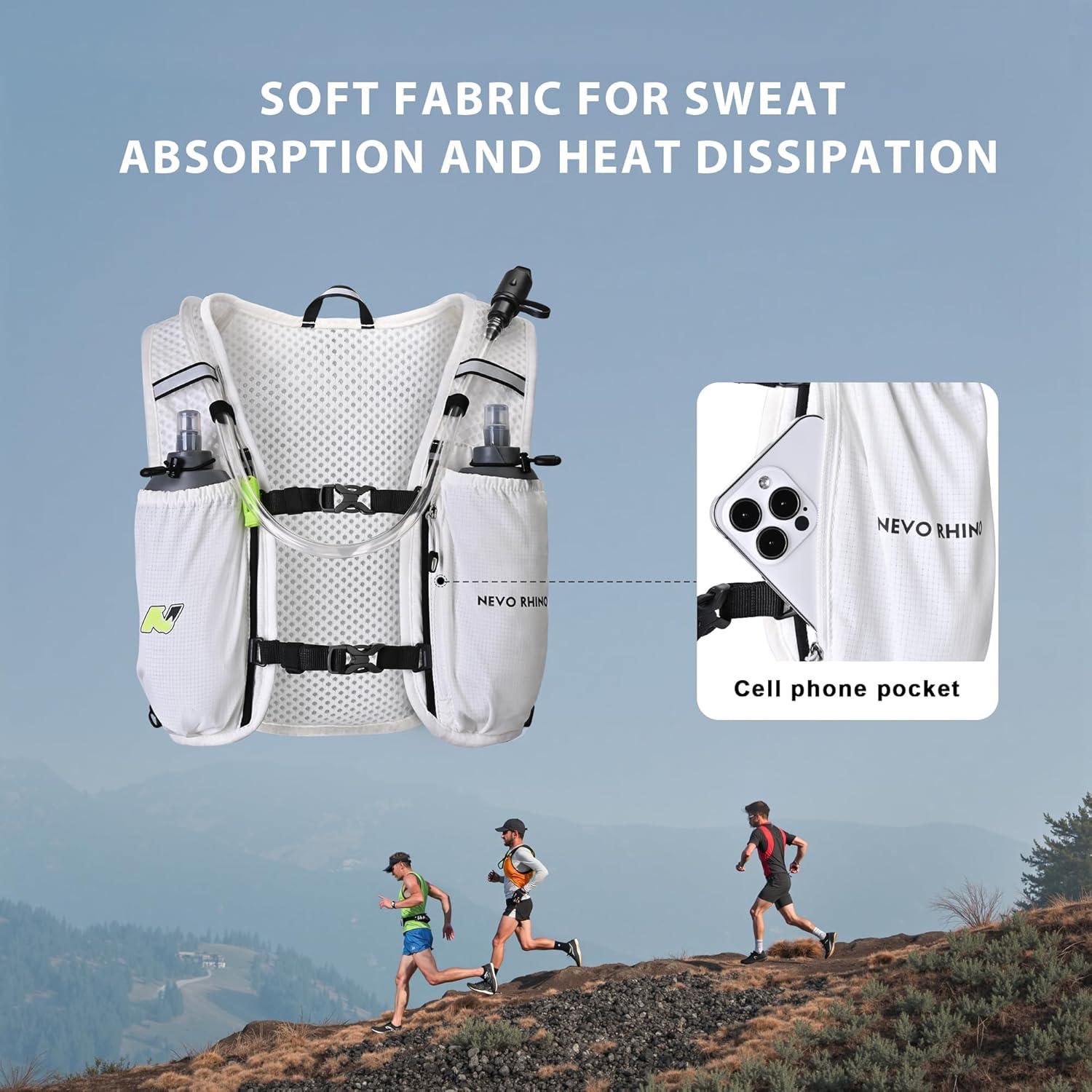 imageN NEVO RHINO Running Vest Lightweight Hydration Vest Insulated Water Backpack with 15L Water Bladder for Hiking Trail RunningMarathonsCyclingWhite