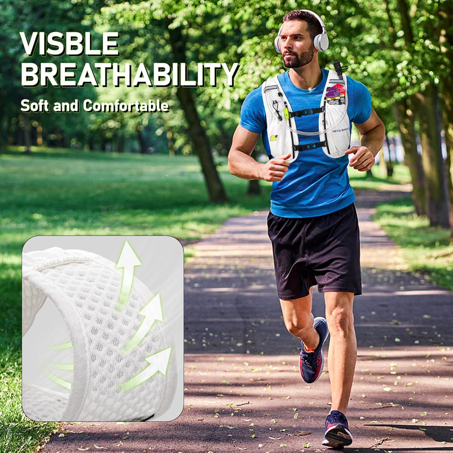 imageN NEVO RHINO Running Vest Lightweight Hydration Vest Insulated Water Backpack with 15L Water Bladder for Hiking Trail RunningMarathonsCyclingWhite