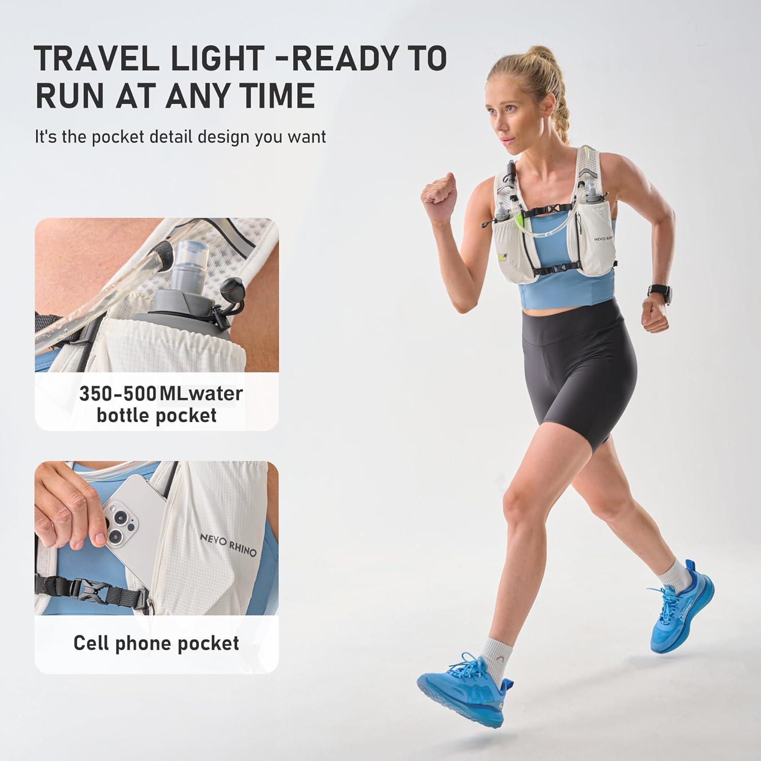 imageN NEVO RHINO Running Vest Lightweight Hydration Vest Insulated Water Backpack with 15L Water Bladder for Hiking Trail RunningMarathonsCyclingWhite