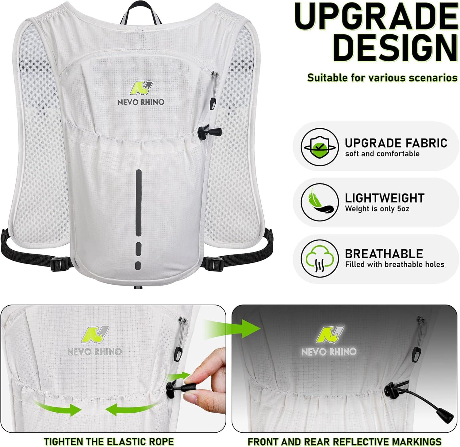 imageN NEVO RHINO Running Vest Lightweight Hydration Vest Insulated Water Backpack with 15L Water Bladder for Hiking Trail RunningMarathonsCyclingWhite