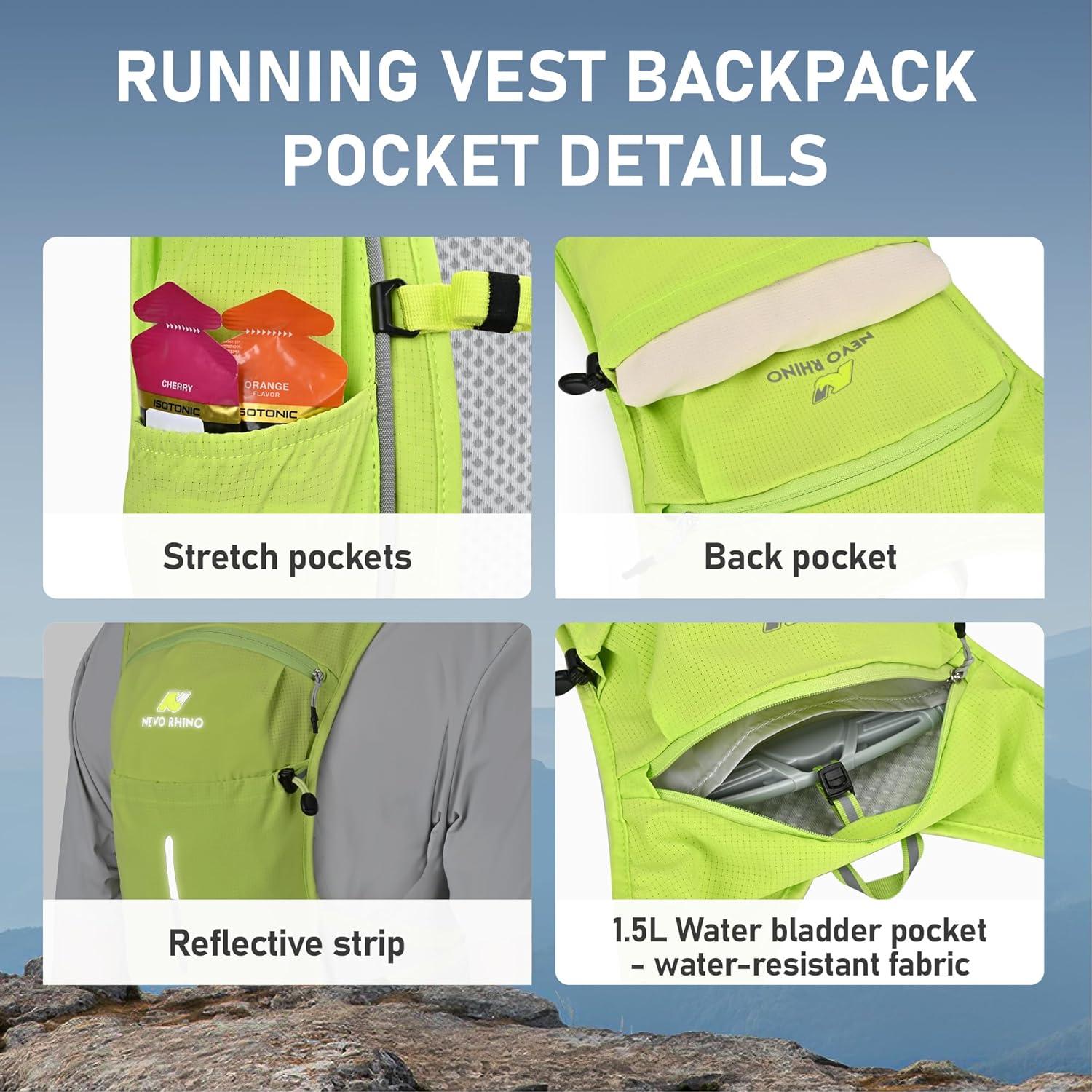 imageN NEVO RHINO Running Vest Lightweight Hydration Vest Insulated Water Backpack with 15L Water Bladder for Hiking Trail RunningMarathonsCyclingYellow