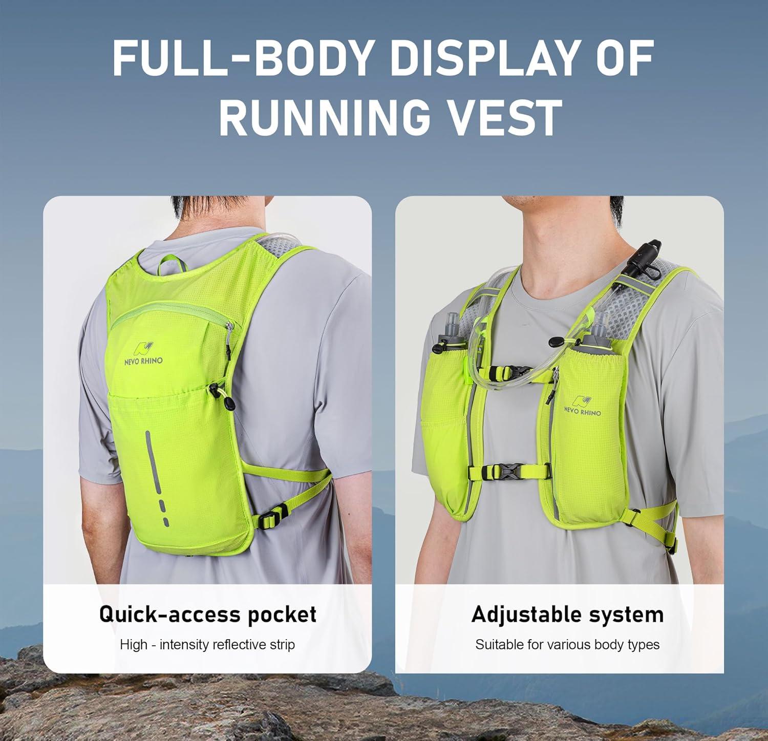 imageN NEVO RHINO Running Vest Lightweight Hydration Vest Insulated Water Backpack with 15L Water Bladder for Hiking Trail RunningMarathonsCyclingYellow