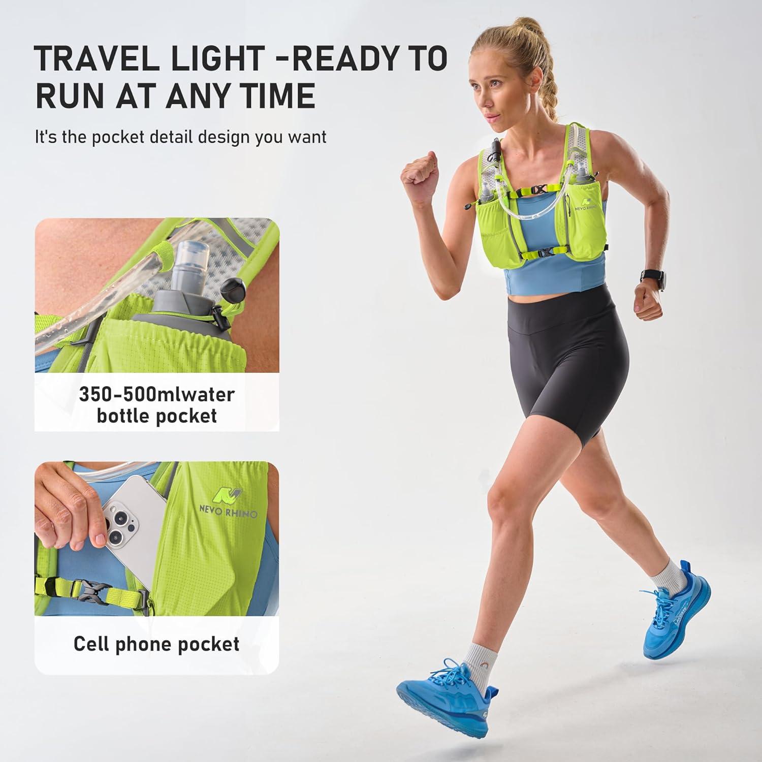 imageN NEVO RHINO Running Vest Lightweight Hydration Vest Insulated Water Backpack with 15L Water Bladder for Hiking Trail RunningMarathonsCyclingYellow