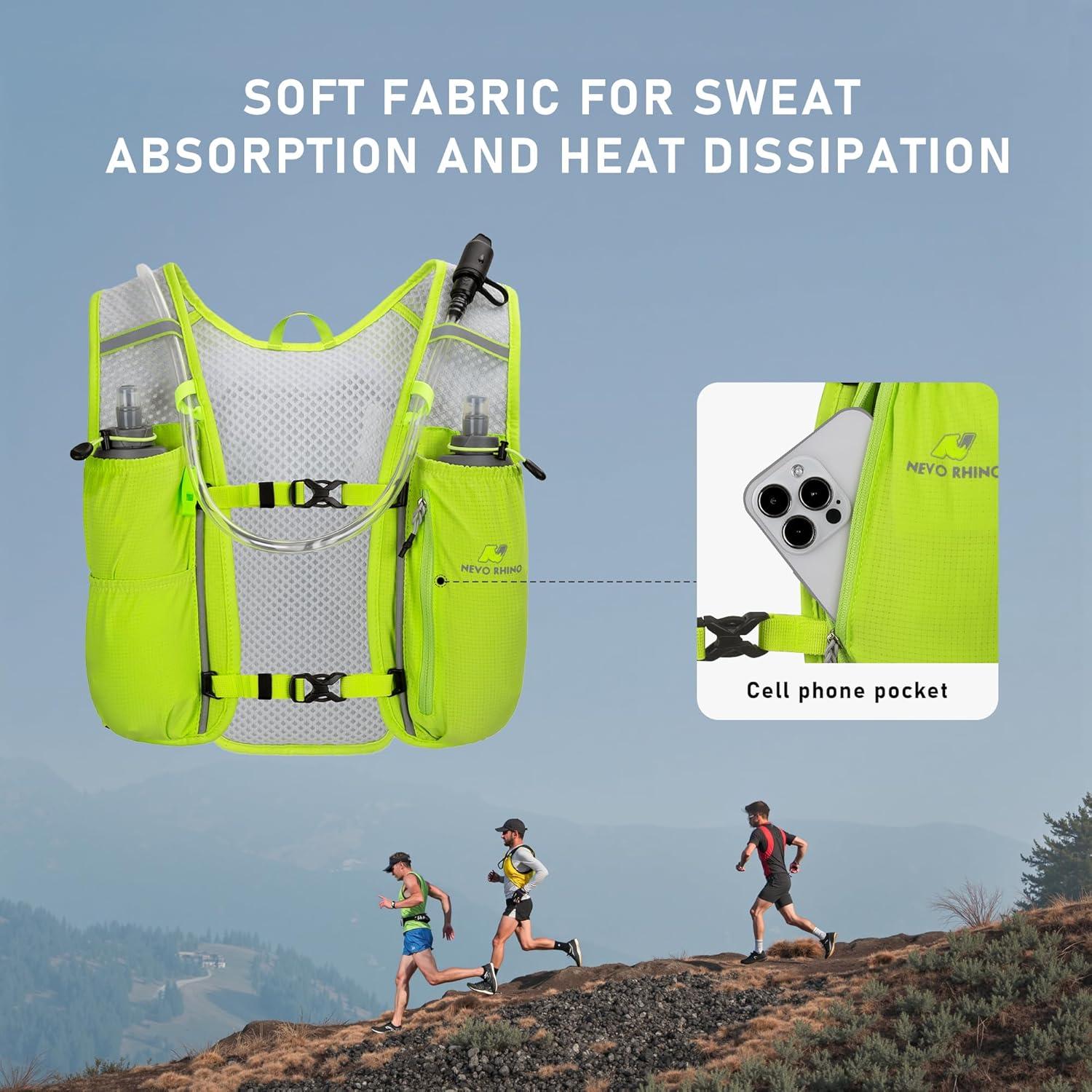 imageN NEVO RHINO Running Vest Lightweight Hydration Vest Insulated Water Backpack with 15L Water Bladder for Hiking Trail RunningMarathonsCyclingYellow