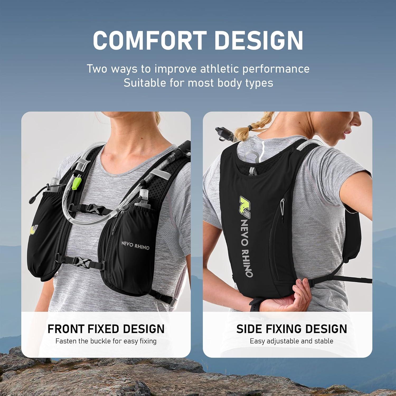 imageN NEVO RHINO Running VestHydration Vest 5L with 15L Water BladderLightweight Hydration Pack Water Backpack for Hiking RaceBlack