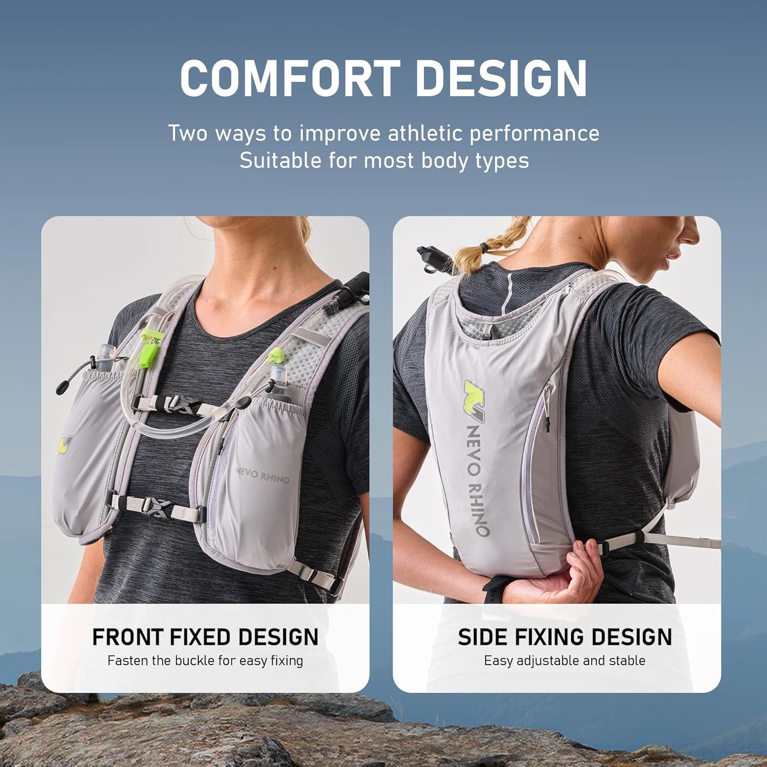 imageN NEVO RHINO Running VestHydration Vest 5L with 15L Water BladderLightweight Hydration Pack Water Backpack for Hiking RaceGray
