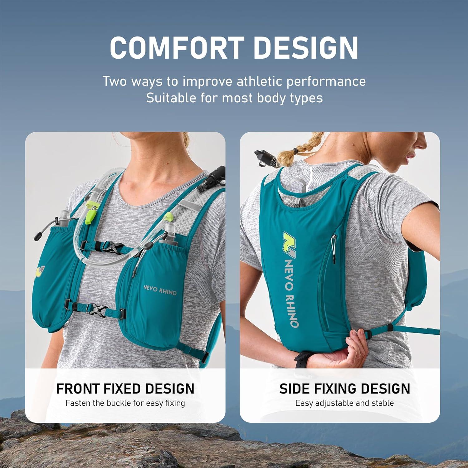 imageN NEVO RHINO Running VestHydration Vest 5L with 15L Water BladderLightweight Hydration Pack Water Backpack for Hiking RaceGreen