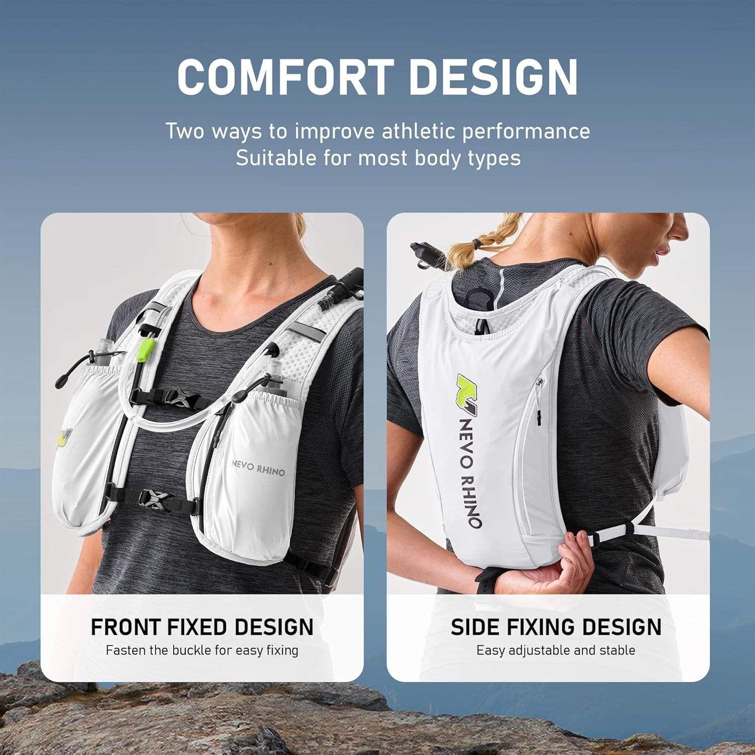 imageN NEVO RHINO Running VestHydration Vest 5L with 15L Water BladderLightweight Hydration Pack Water Backpack for Hiking RaceWhite